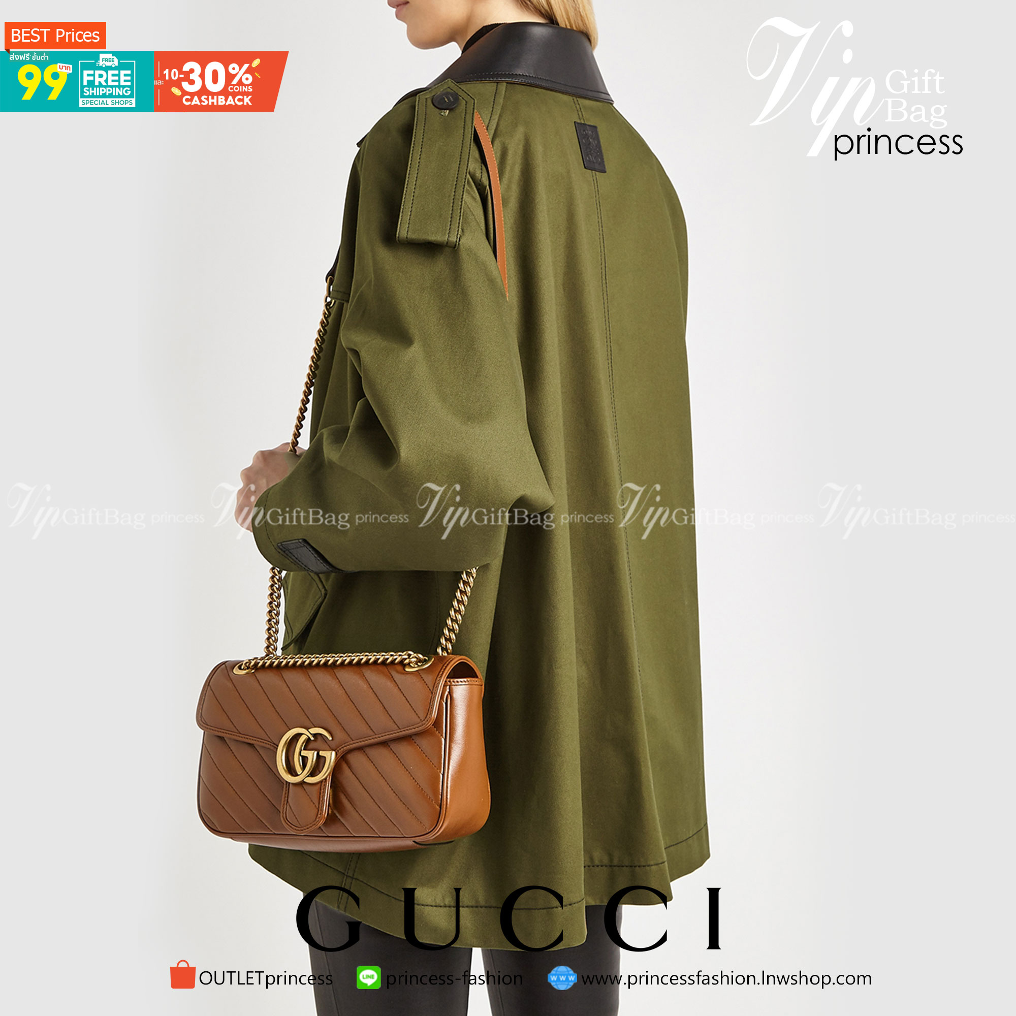 VIP GIFTbag 】GUCCI GG Marmont small brown leather shoulder bag ราคานี้หนังแท้คือคุ้มมากเลยค่าสาวๆ ต้องจัดแล้วน้าา ยกระดับความหรูให้กับตัวเองกันหน่อย ด้วยกระเป๋ารุ่นนี้!! ครอสบอดี้ที่ดีไซน์หรู อัพเลเวล ในราคาที่จับต้องได้ พร้อมเสิร์ฟความสวยตรงถึงบ้านแล้วจ้