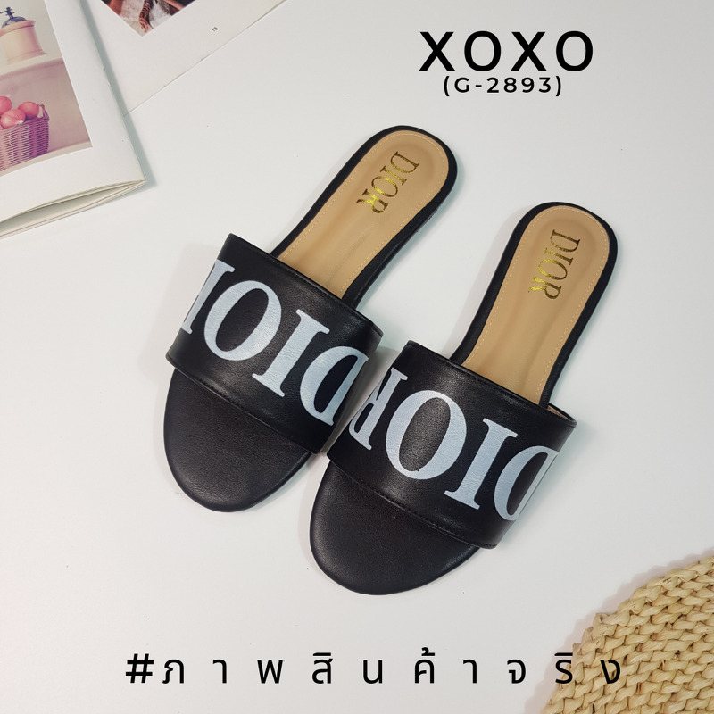 Dior รองเท้าแตะงาน สกรีน แบรนด์ เรียบ หรู แมทส์ชุดง่าย ย้ำหนักเบา วัสดุ หนัง PU