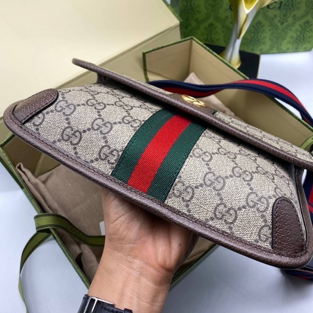 GUCCI Ophidia GG small belt bag / Gucci Belt Bag กระเป๋าคาดอก คาดเอว หนังแท้ผสมแคนวาส หล่อ สวย เท่ คูลๆ ควรมีเข้ากับทุกชุด ใช้ได้ตลอดกาล ไม่ตกยุค เกรดออริ 1:1 สลับแท้ ใช้งานต่างประเทศได้