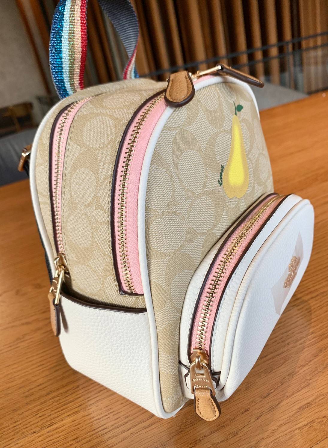 COACH MINI COURT BACKPACK IN SIGNATURE WITH PEAR ((c8258)) 🌈สวยกันก่อนใคร วางน้องไม่ลงเลยจริงๆค่าา😍 พร้อมส่ง! กับกระเป๋าสะพายหลังแบบมีหูหิ้วในตัว บอกก่อนเลยว่าหนังของน้องทั้งนิ่ม ทั้งสวย อย่างดีเลยค่ะ