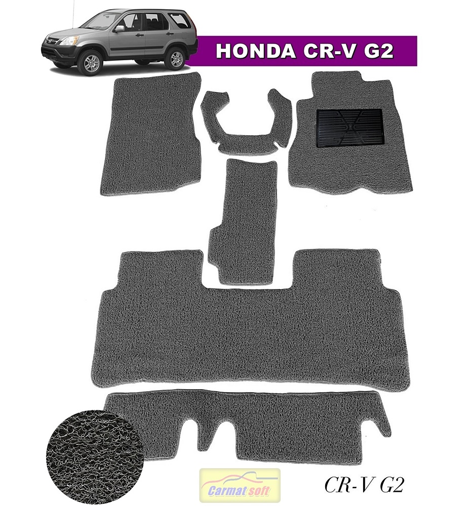 พรมดักฝุ่นไวนิล HONDA CR-V G2 เย็บขอบ สีเทา เข้ารูป เต็มคัน