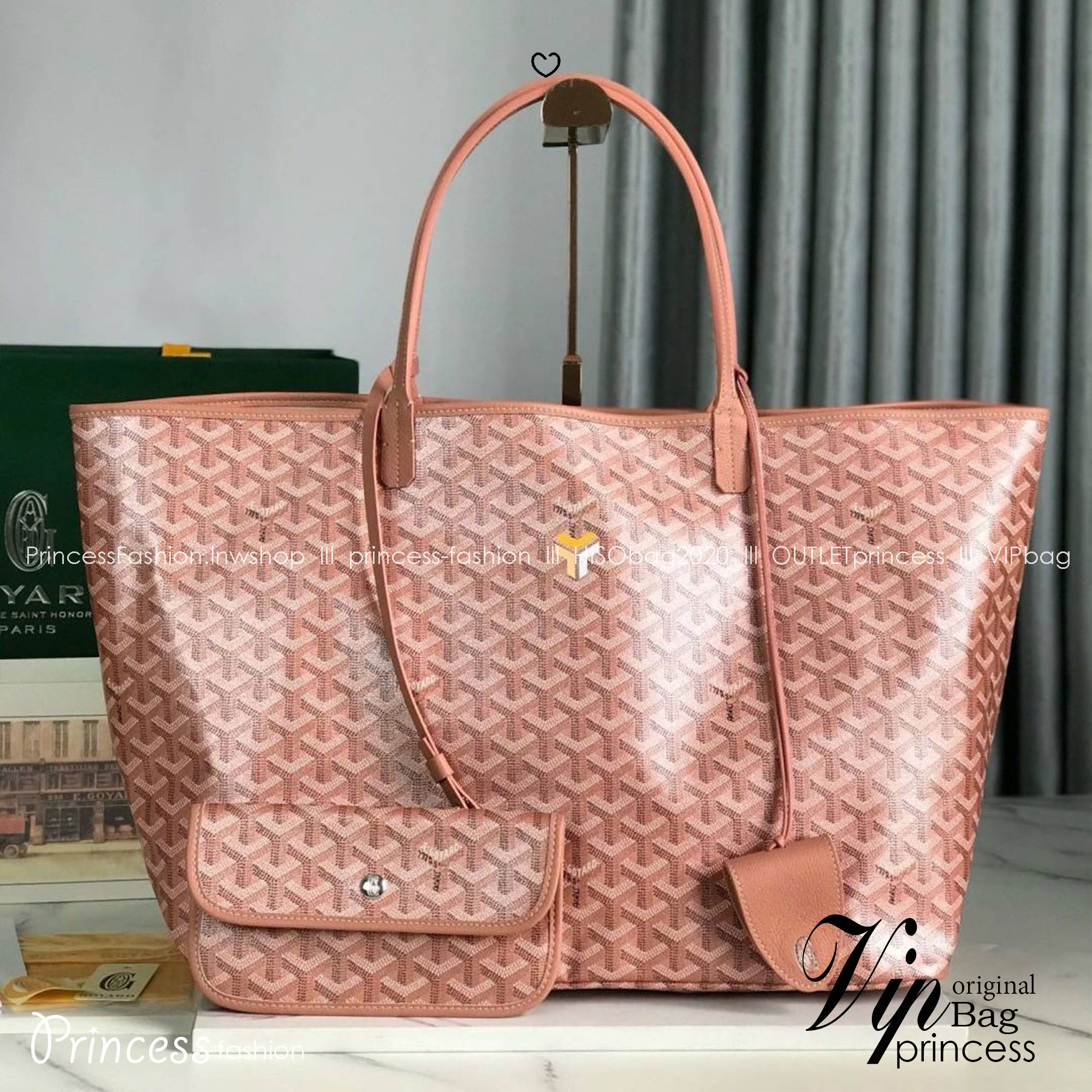 เกรดเทพ Top ORI | New Goyard GM tote bag Goyardine Pearly Pink (Ori)เทพ กระเป๋าทรงโท้ทใบใหญ่ หนังแท้แคนวาสแท้ สีพิเศษมุกสะท้อนแสงเงาสวยหรู