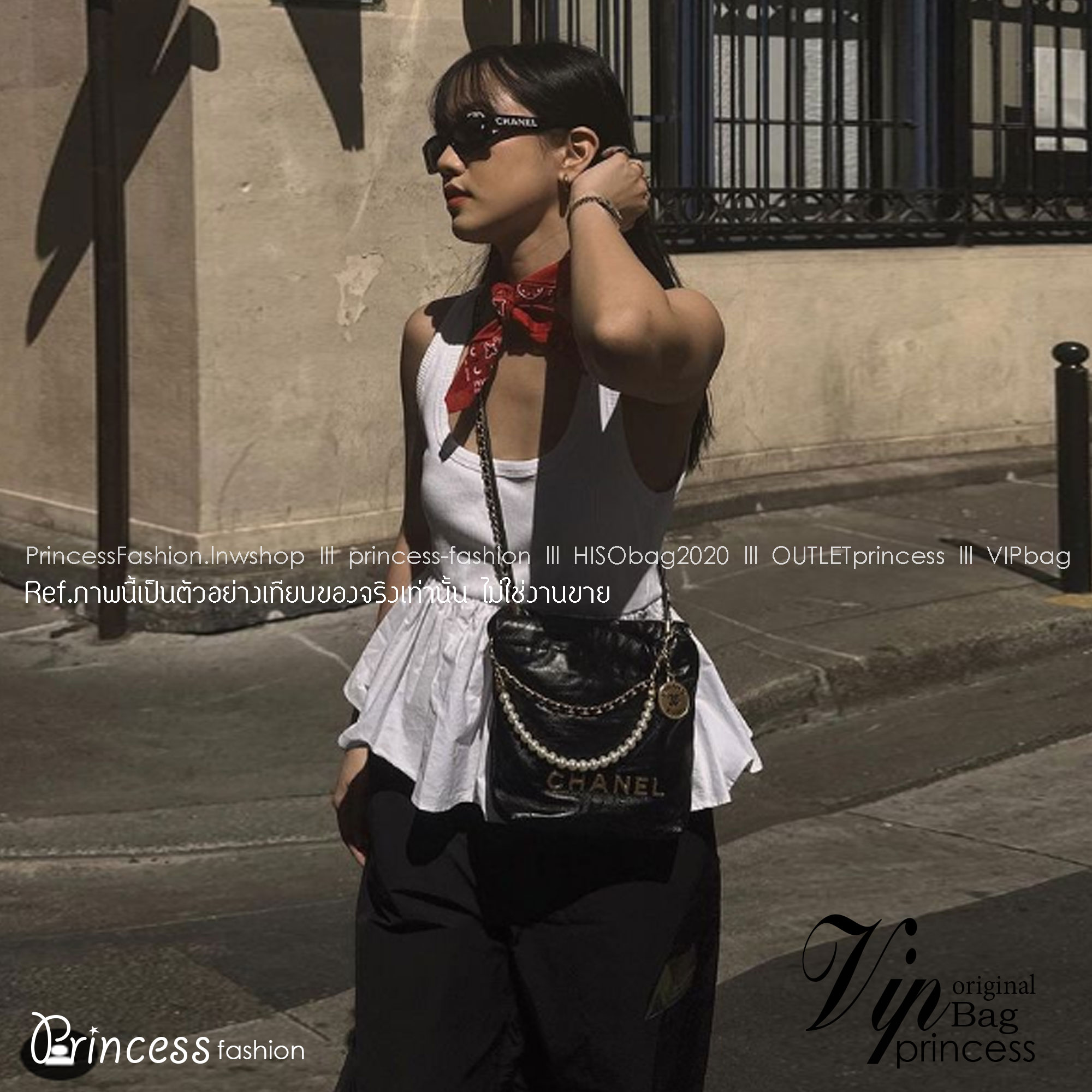 CHANEL 22 MINI HANDBAG Shiny Calfskin & Gold-Tone Metal พร้อมส่ง เกรดออริจินอล สลับของแท้ ใช้งานต่างประเทศได้ ภาพถ่ายจากงานขายจริง