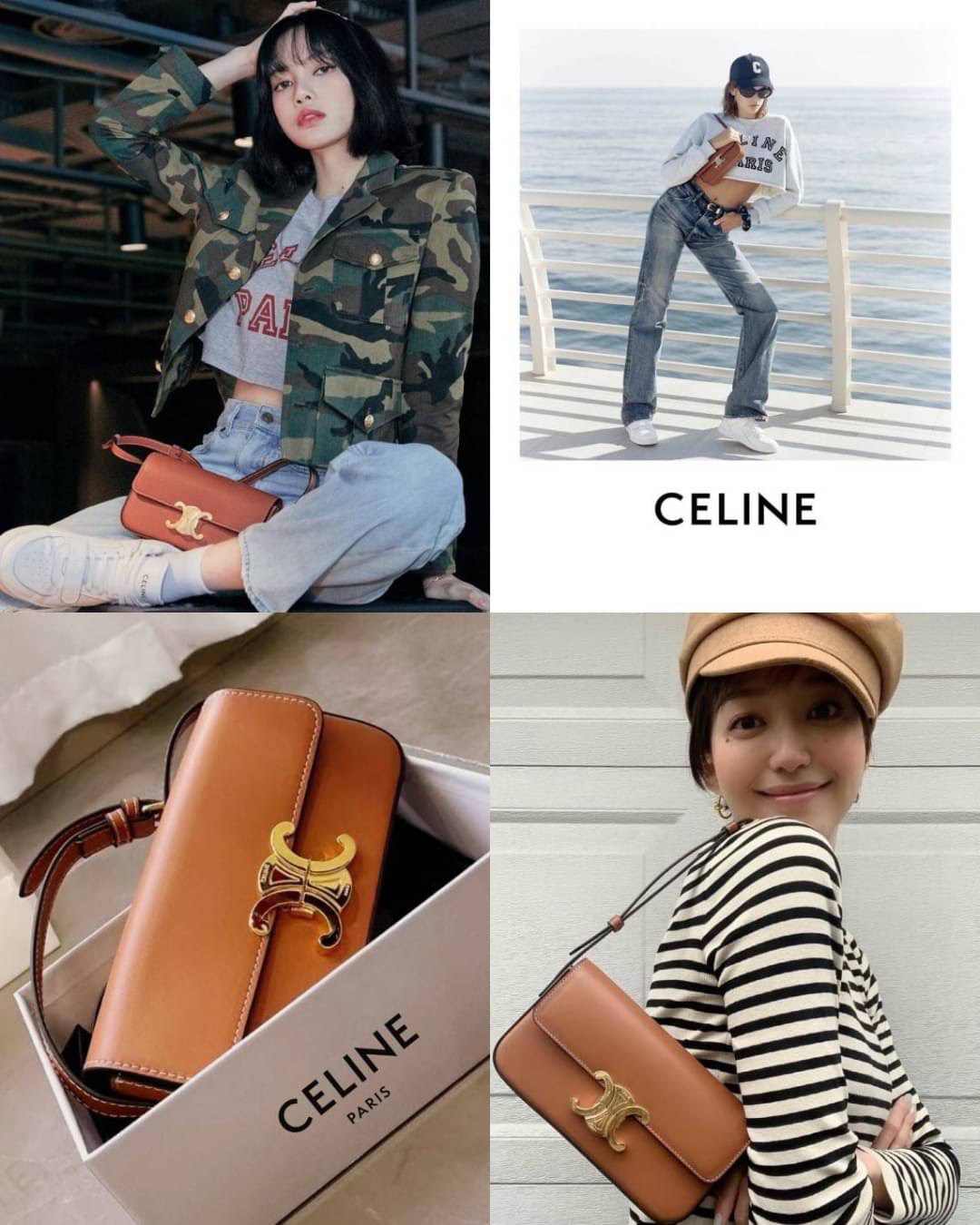 พรีเมี่ยมกิ๊ฟแท้ 100% 】CELINE TRIOMPHE SHOULDER BAG VIP GIFT WITH PURCHASE-GWP พรีเมี่ยมกิ๊ฟ Limited Edition จาก CELINE PERFUME DUTY FREE COUNTER วัสดุ TRIOMPHE & LEATHER ดีไซน์ยอดนิยมสไตล์สาว LISA