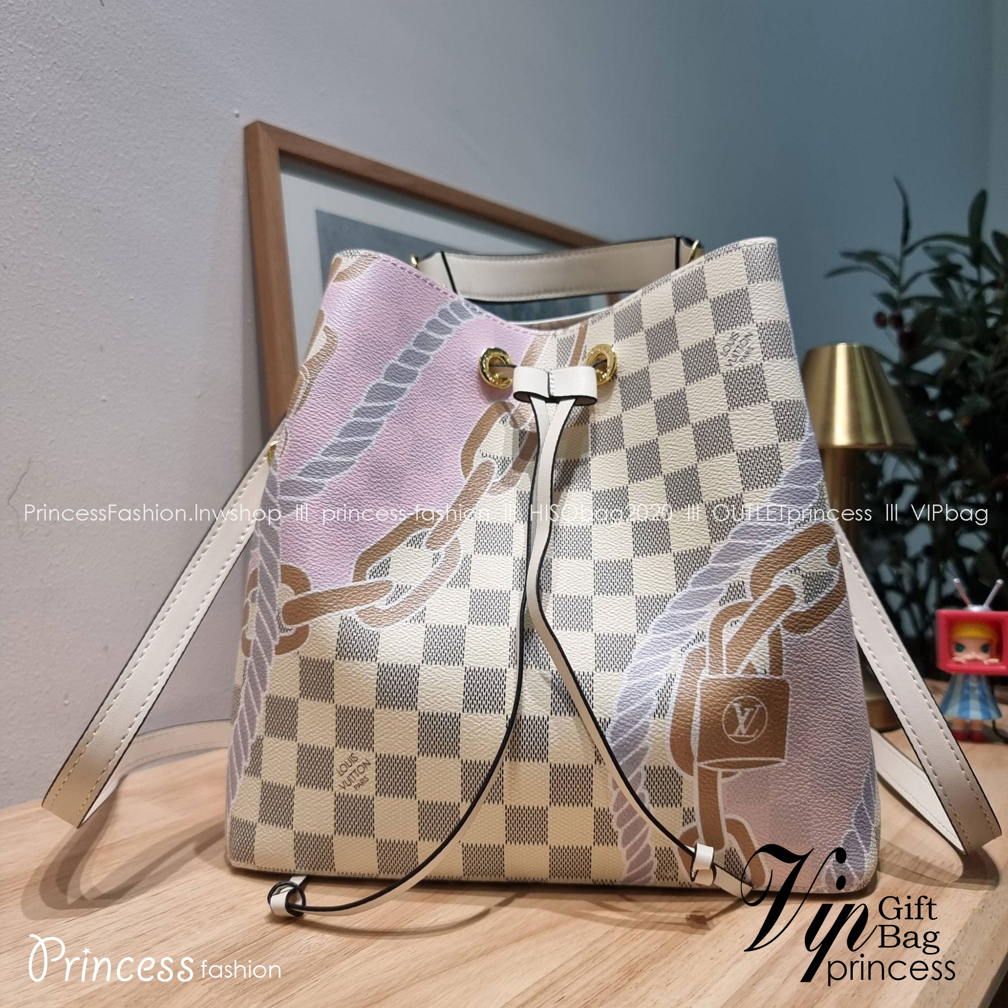 LV Neonoe MM Damier Azur New Spring Collection - Nautical อีกหนึ่งรุ่นท็อปฮิต กับดีไซน์ใหม่ต้อนรับฤดูร้อน กับกระเป๋าสะพายทรงบัคเก็ตใบใหญ่