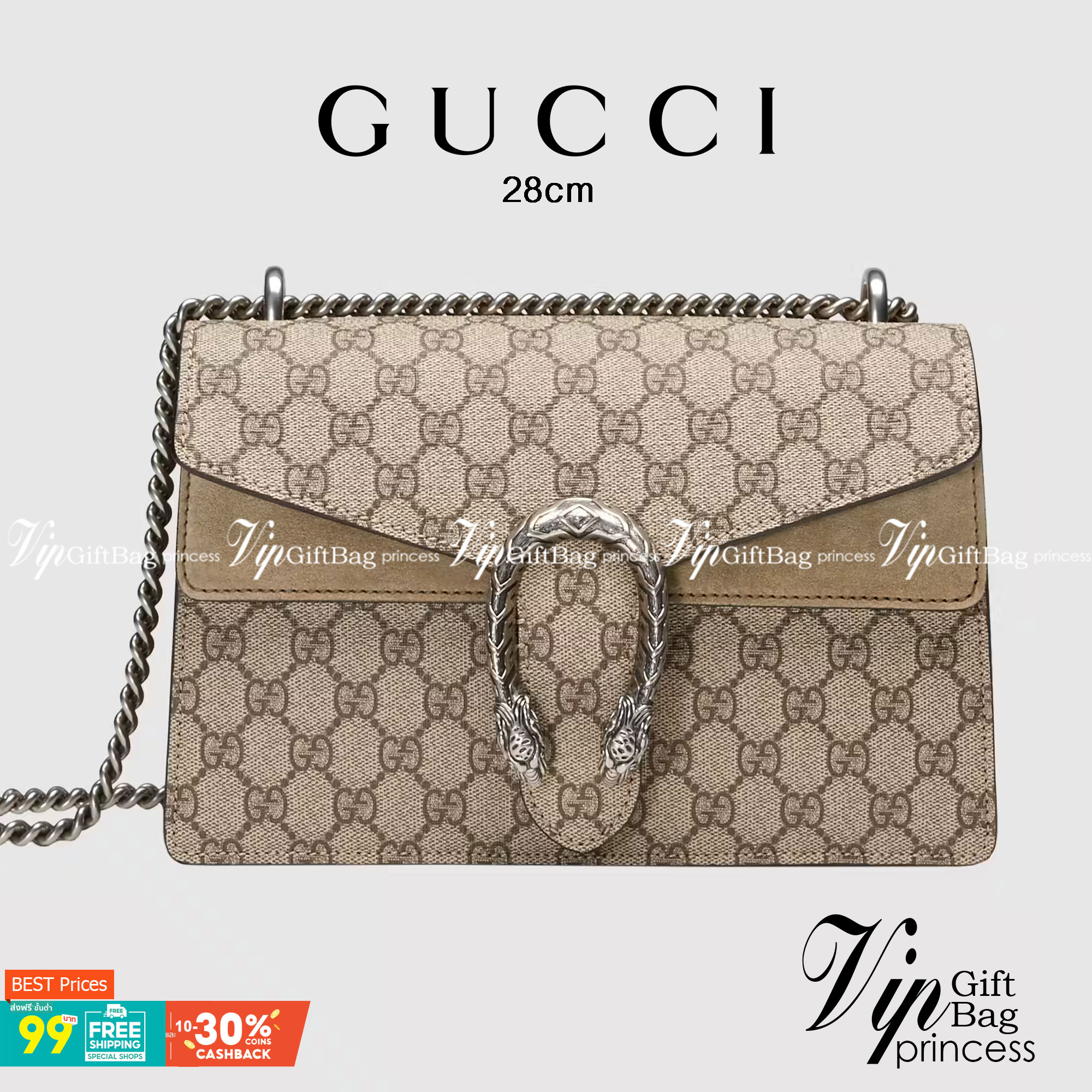 28CM / 11" หนังแท้ GUCCI Dionysus small GG shoulder bag ฮอตไอเท็ม รุ่นนี้ขายดีขายหมด สวยหรู คุณหนู ผู้ดีมาก!! นานๆ มาจะมาน้าา รุ่นหายากค่ะ กระเป๋าสะพายข้าง ดีไซน์อยู่ทรง ขนาดกำลังสะดวกใช้สำหรับสาว วัสดุหนังแท้เต็มใบ ภายในแบ่งสัดส่วนได้เป็นอย่างดี งาน