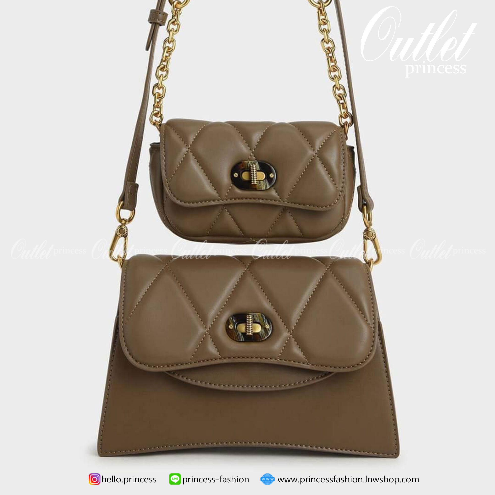 Charles & Keith Padded Double Pocket Shoulder Bag กระเป๋าสะพายข้างใบเก๋ (มีใบลูกให้) ด้วยดีไซน์ที่มีเอกลักษณ์เฉพาะตัว อะไหล่สีทองเพิ่มความหรูหรา ตัดกับตัวฝากระเป๋าที่มีการเดินด้ายเพิ่มดีเทล คือเริศมากๆ เปิดปิดแบบตัวหมุนล็อก มีช่องแม่เหล็กด้านหน้าใส่ iPhon