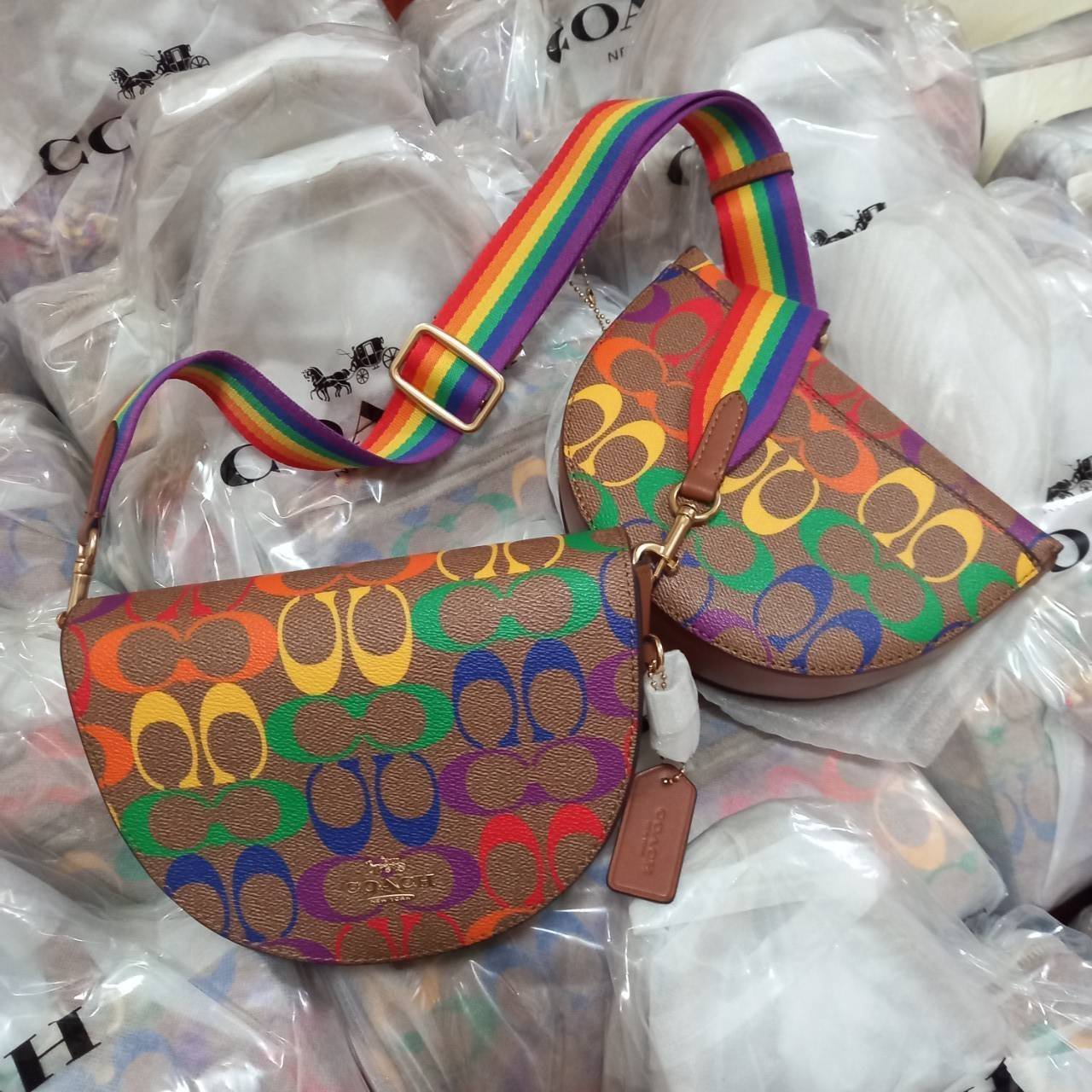 COACH ELLEN CROSSBODY IN RAINBOW SIGNATURE CANVAS (COACH C4098) ให้สายรุ้ง มัดใจได้มั้ยเนี้ย🌺คอลเลคชั่นที่ไม่ต้องพูดเยอะ//กระเป๋ารูปทรงน่ารัก ที่ใครได้เห็นเป็นต้องอดใจไม่ไหว // วัสดุหนังแคนวาสผสมหนังแท้ กระแทกความสดใสขึ้นไปอีกขั้น ด้วยลาย