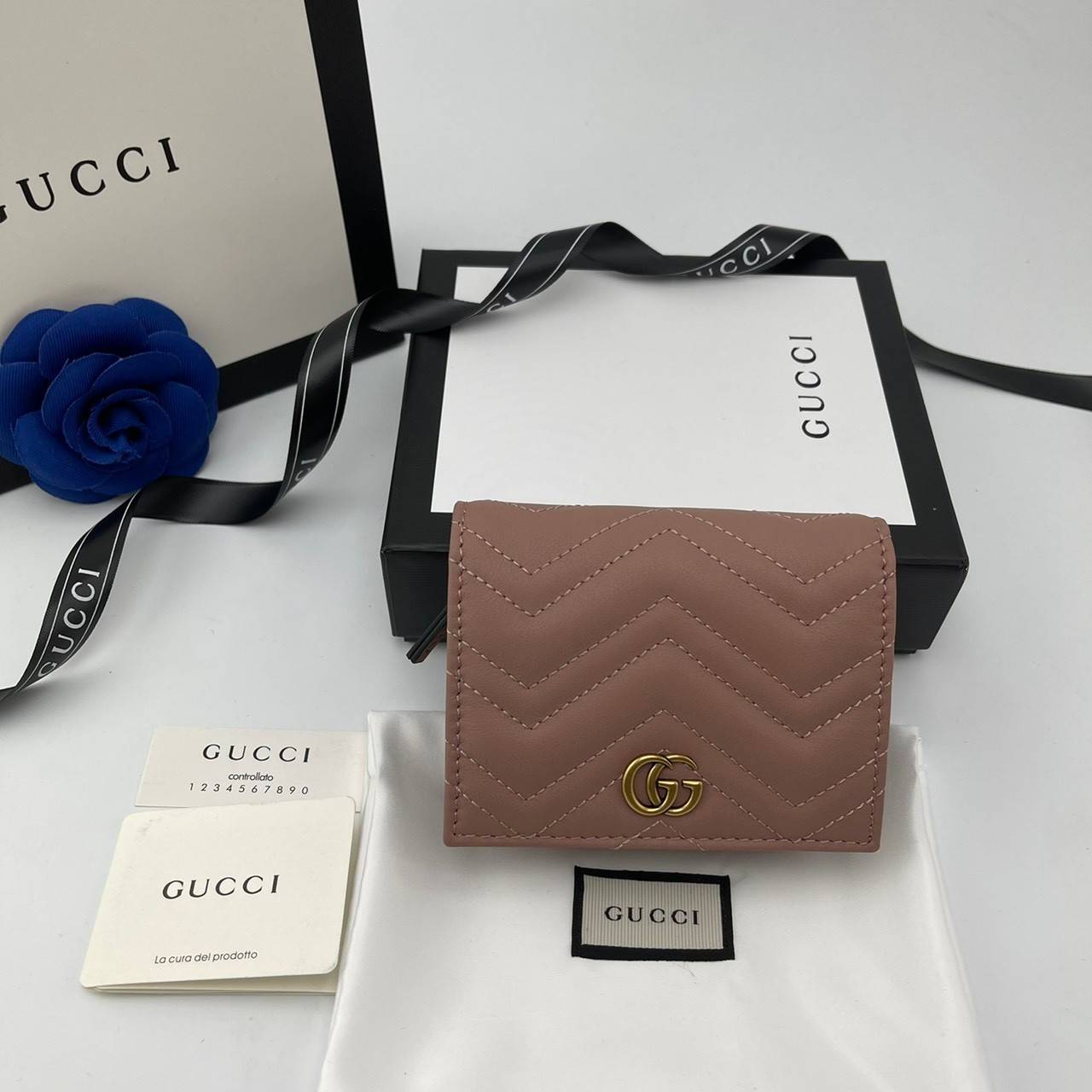พรีเมี่ยมกิ๊ฟแท้ 100% 】พร้อมส่งที่ไทย!! ที่นี่ที่เดียว GUCCI GG MARMONT CARD CASE WALLET งานหนังแท้ มีจำนวนจำกัด fullboxset