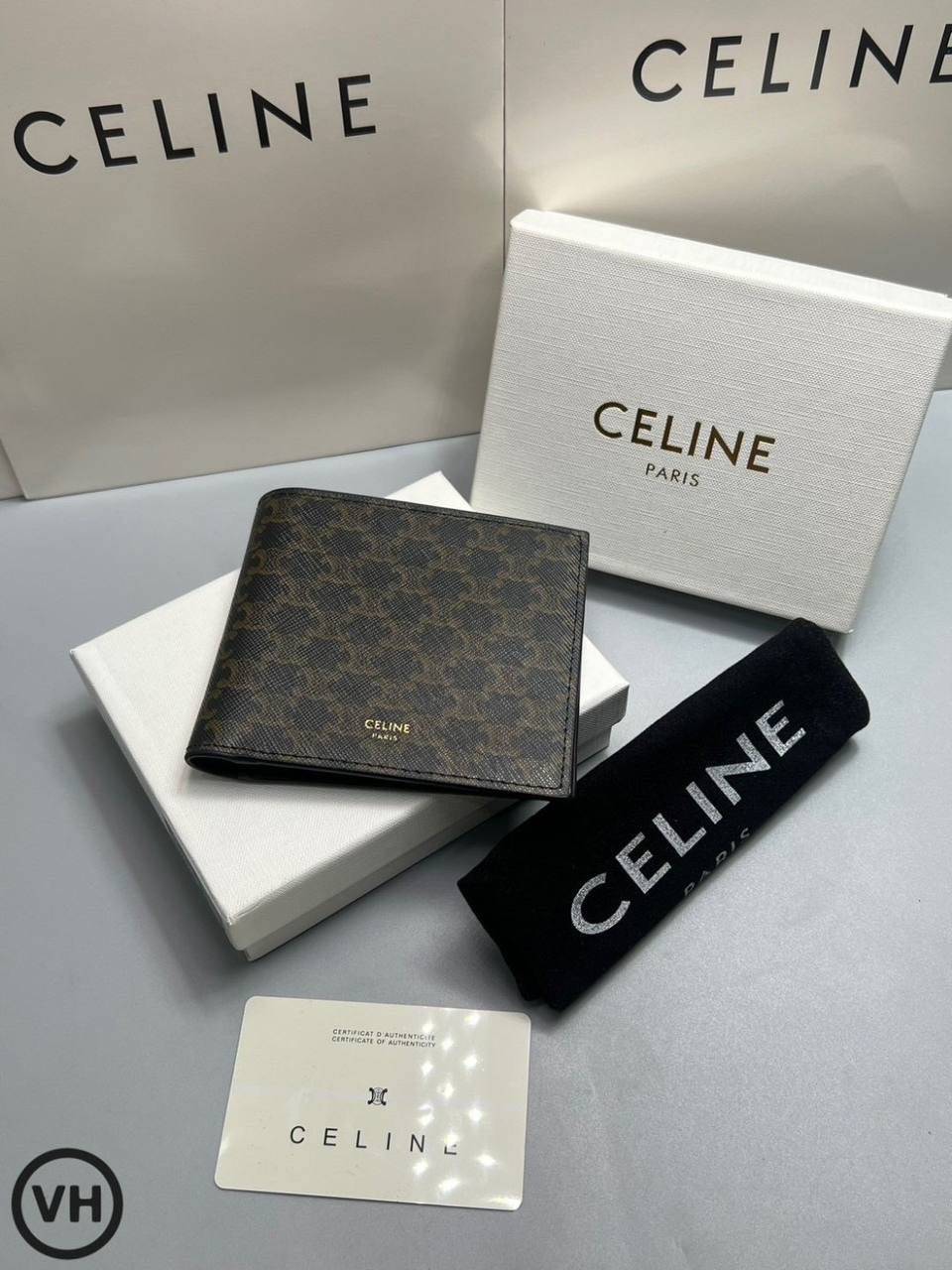 ORI หนังแท้ | CELINE Bi-fold Wallet / CELINE Wallet กระเป๋าสตางค์ใบสั้น กระเป๋าสตางค์ซีลีนผู้ชาย