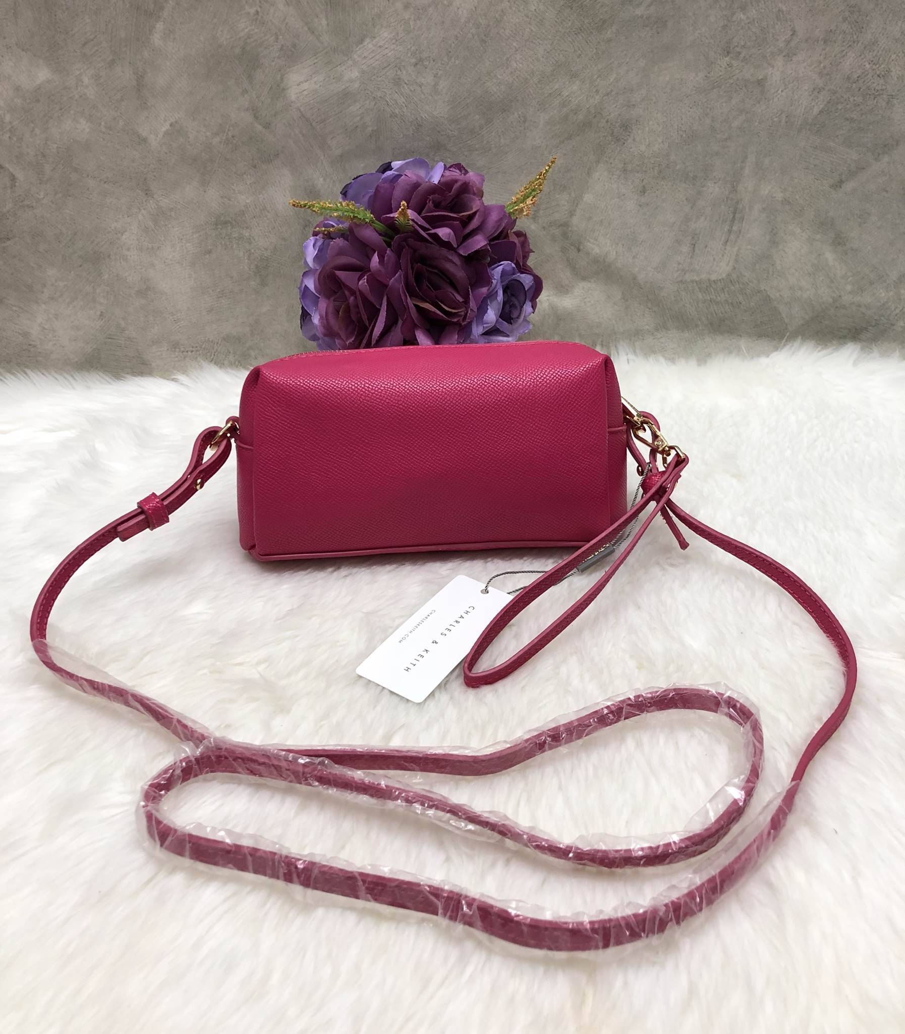 New in!!! Best Seller CHARLES & KEITH MINI BAG พร้อมส่งอีกรอบรุ่นขายดี พร้อมสีใหม่หายากค่ะ!!! กระเป๋าสะพายข้างหรือครอสบอร์ดี้ร์ได้ค่ะ รูปทรงสวย หนังนิ่ม ด้านหน้าสกรีนโลโก้แบรนด์ มีช่องซิปเล้กสำหรับใส่ของจุกจิกค่ะ พร้อมแต่งดีเทลอะไหล่ทองแบบแบรนด์ดังเพิ่มคว