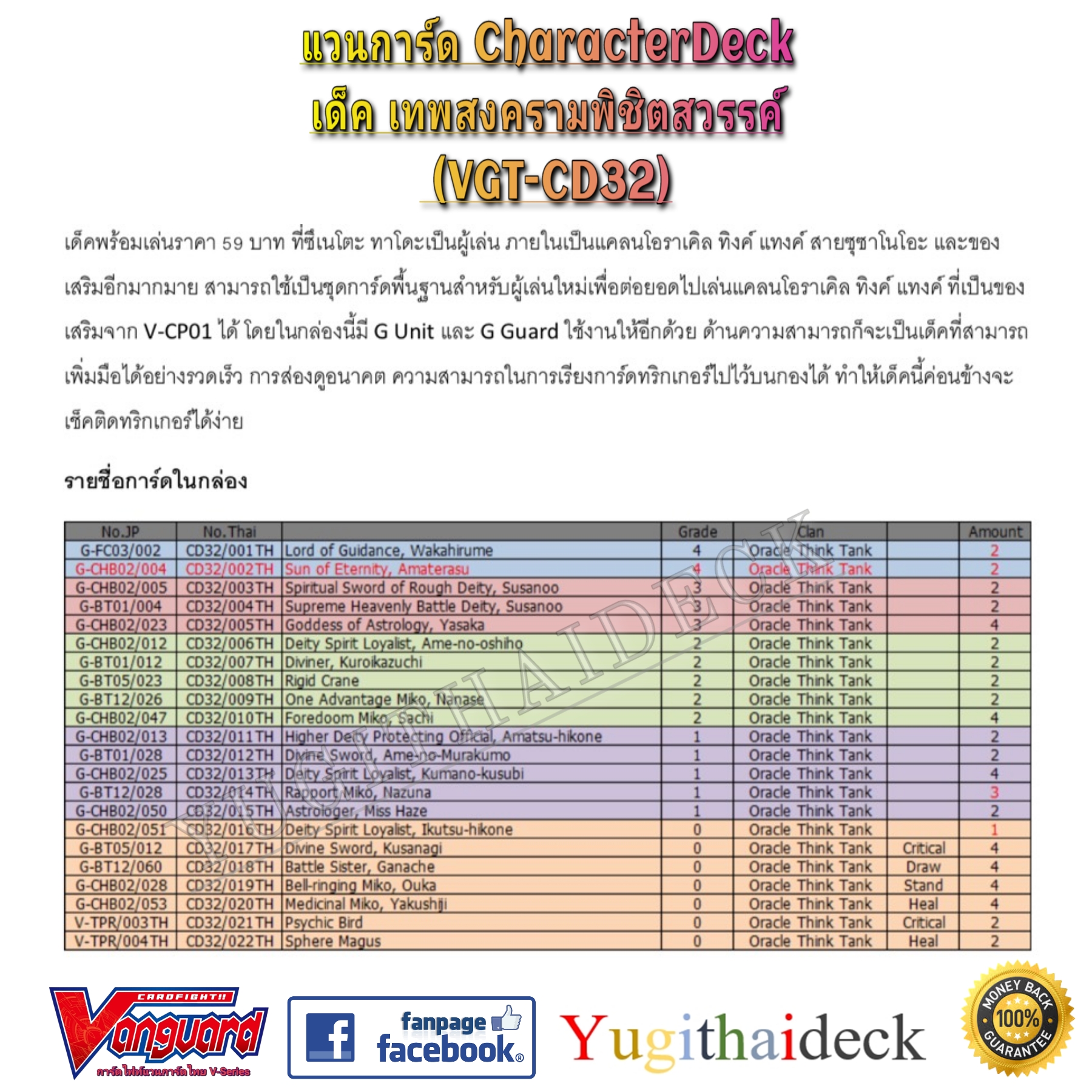 แวนการ์ดไทย VGT-CD32 เด็ค เทพสงครามพิชิตสวรรค์ ชุดพร้อมเล่น 56 ใบ [VGT-CD32] (ออร่าเคิล)