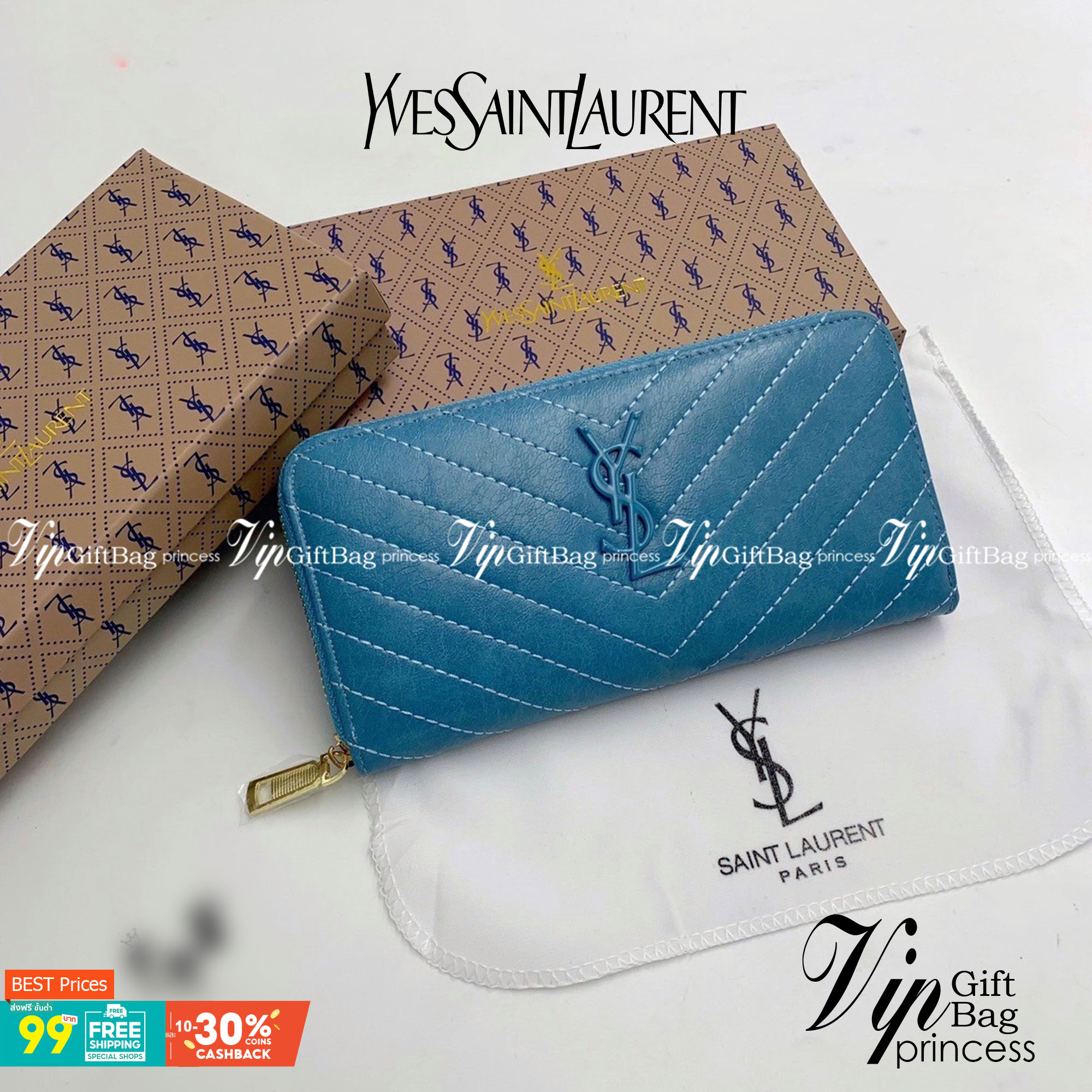 YSL Yves Saint Laurent Zip Around Long Wallet กระเป๋าสตางค์ทรงยาวซิปรอบ งานสวยหนังดี งานปั้มแบรนด์ทุกจุด มีช่องใส่บัตรให้เยอะมากถูกใจสาวๆแน่นอน ใช้งานง่าย สวยหรูดูแพง ราคาสุดคุ้มเลยค่าา
