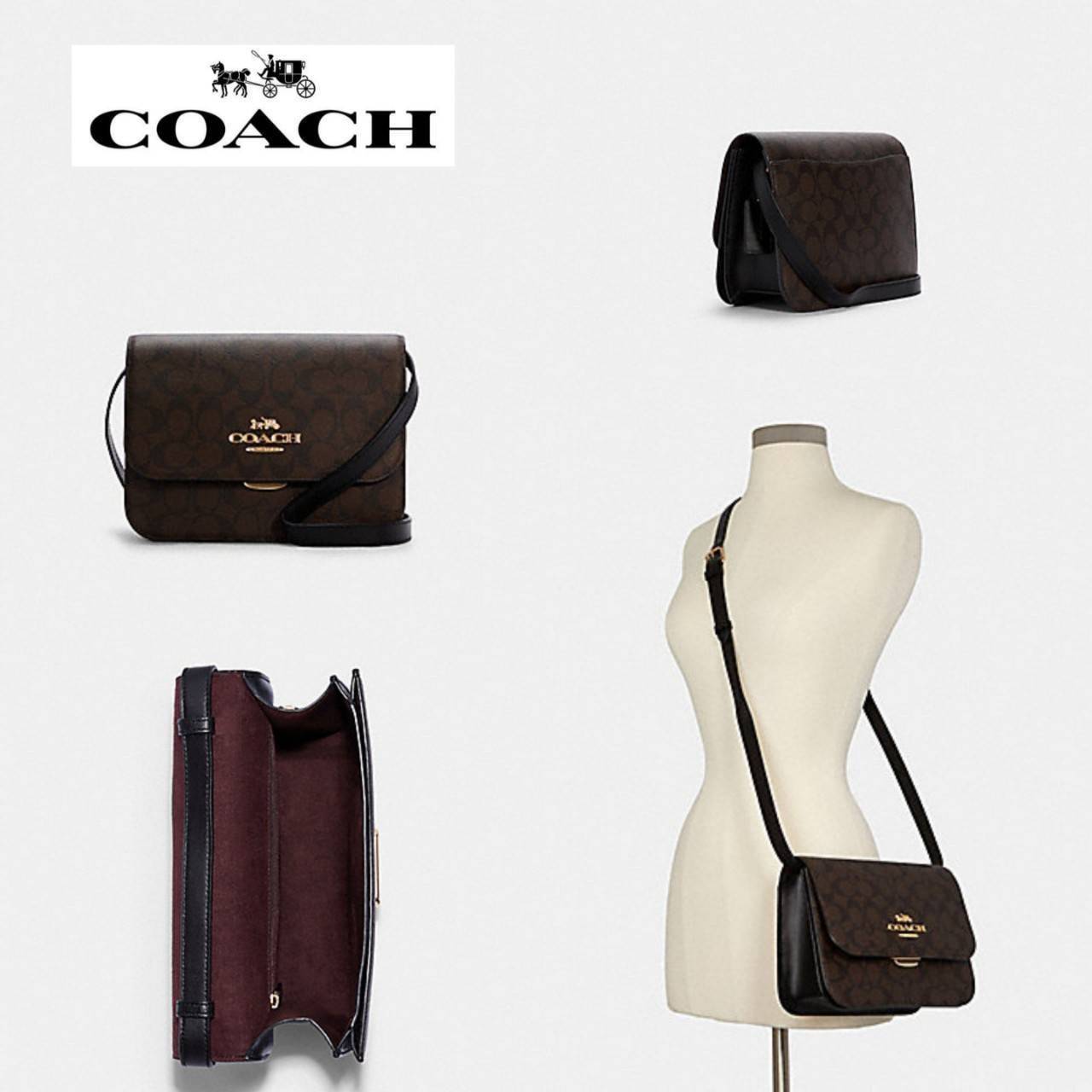 COACH BRYNN FLAP CROSSBODY IN SIGNATURE CANVAS (COACH C5633)🍁สวยหรู ทะลุ เกินเบอร์มาก//กระเป๋าสะพายข้าง หรือจะถือเป็นครัชก็เก๋แบบเลิศๆ>> มีสายยาวถอดได้ ปรับระดับได้ //วัสดุหนังแคนวาส ตกแต่งดีเทลหรูด้วยหนังแท้ และอะไหล่สีทอง งานสวย คมกริบ //เ