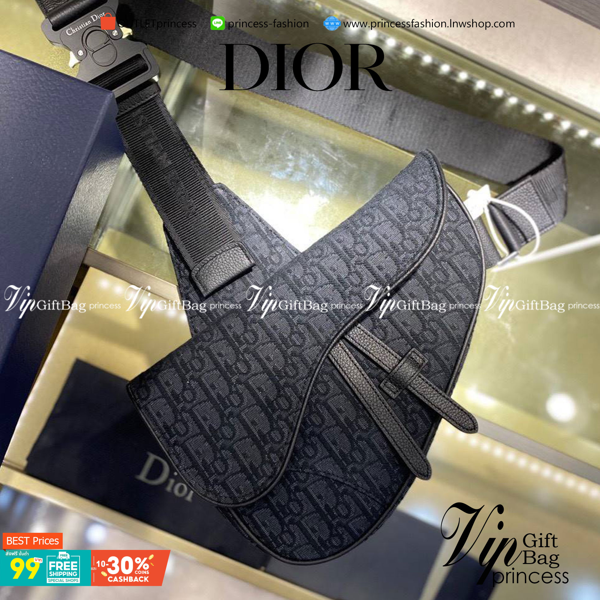 CHRISTIAN DIOR SADDLE BAG Black Dior Oblique Jacquard