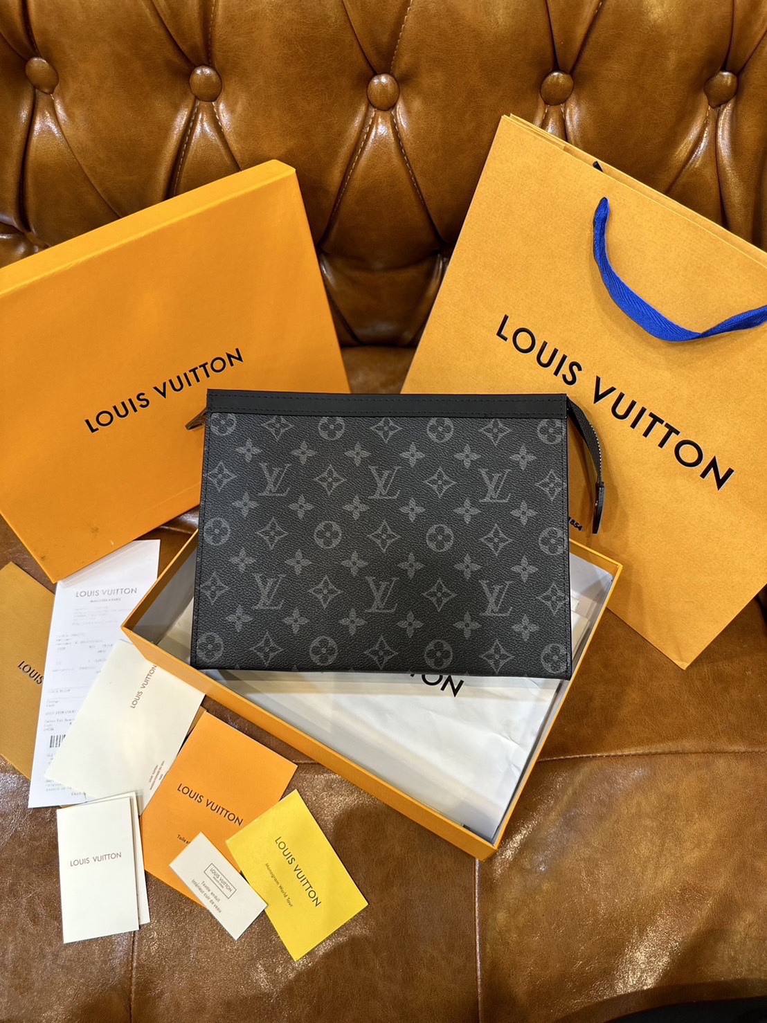 LV Pochette Voyage MM / LV Clutch กระเป๋าถือทรงคลัช ทรงพอช เกรดออริ สลับแท้ 1:1 ใช้ต่างประเทศได้ ใช้ได้ทั้งชายหญิง