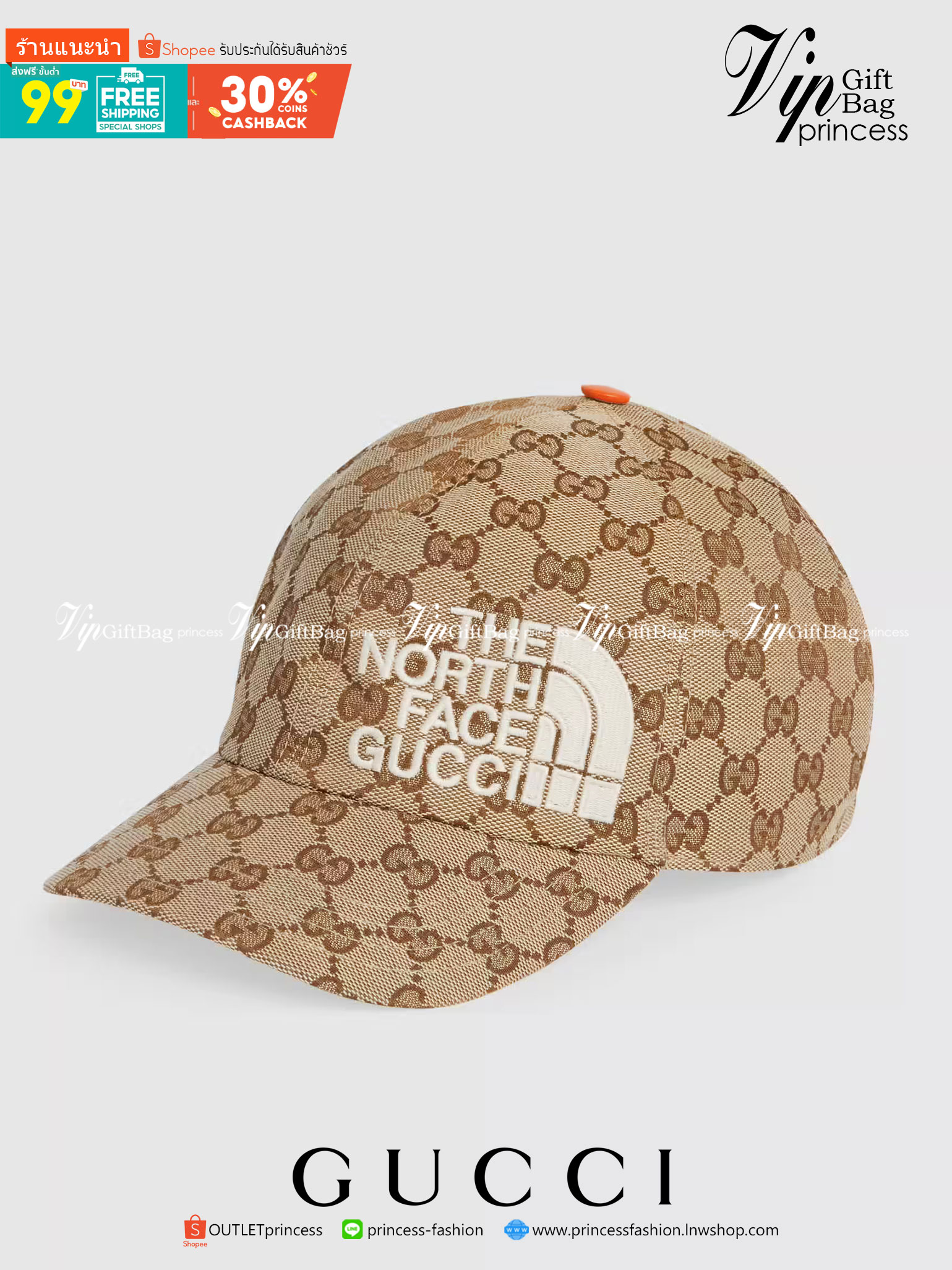 The North Face x Gucci baseball hat พร้อมส่งที่ไทย หมวกเบสบอลผ้าใบ Original GG วัสดุผ้าแคนวาส ปักละเอียดคมชัด เกรดออริจินอล สวย คุ้มค่า ด้านหลังหนังแท้ ปรับระดับได้ รุ่นนี้เป็นการร่วมมือกันระหว่างสองแบรนด์ที่มีประวัติและค่านิยมที่คล้ายคลึงกัน เพื่อเฉลิมฉล