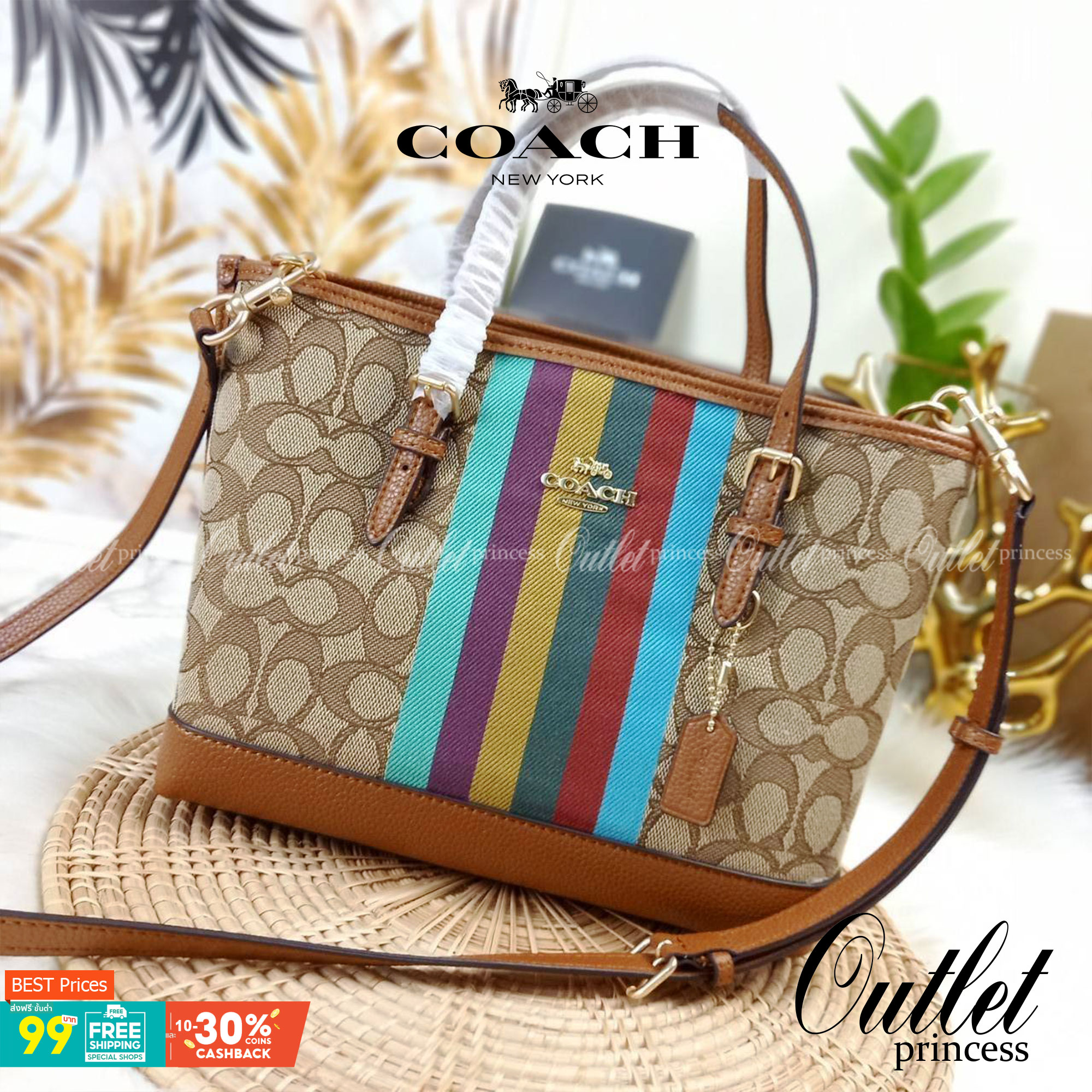 เอาอีกแล้วนะยูวว สวยน่ารักเบอร์นี้ COACH MOLLIE 25 TOTE IN SIGNATURE JACQUARD WITH STRIPES (C4086)🌺รีบมาสวยก่อนใครที่นี่เลย🤩🌈//กระเป๋าถือ กระเป๋าสะพาย ทรง TOTE ขนาดน่ารักกำลังดี ดีไซน์ใหม่ ลวดลายโดดเด่นสะดุดตา//วัสดุJACQUARDทอลาย ผ