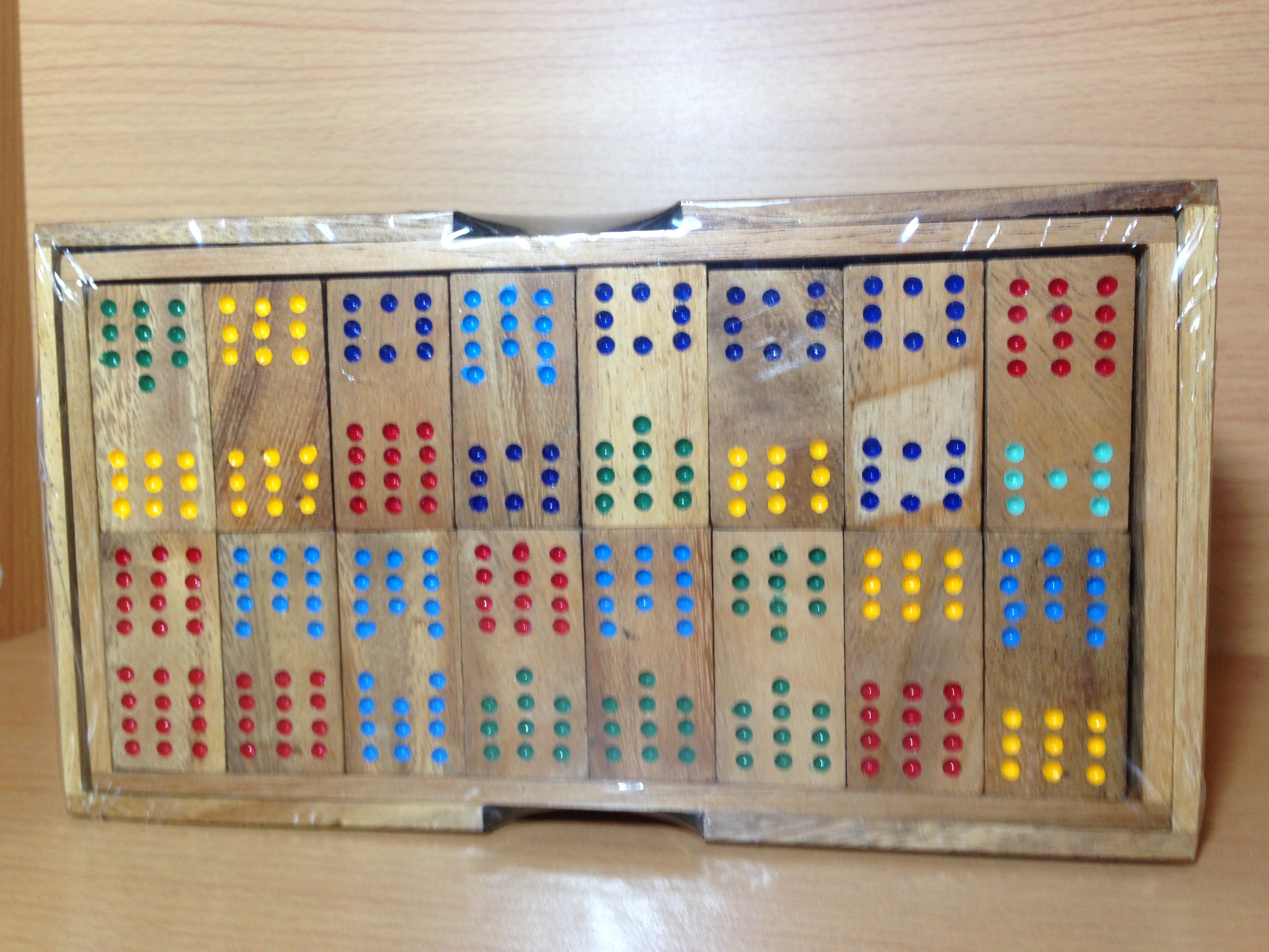ของเล่นเด็กโดมิโน่ไม้ขนาดใหญ่12แต้ม 64 ชิ้น