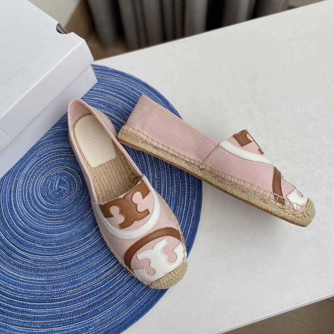 Tory Burch Espadrilles / Tory burch Poppy Espadrille Canvas / TORY BURCH SHOES เกรดออริจินอล พร้อมส่ง ภาพถ่ายจากสินค้าจริง ใช้งานต่างประเทศได้