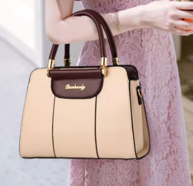 กระเป๋าสะพาย ผู้หญิง กระเป๋าถือ หนัง pu สีพื้น ดีไซน์ ลายเส้น แนวตรง สวย ทรงคงตัว มีหมุดรองกระเป๋า 700356