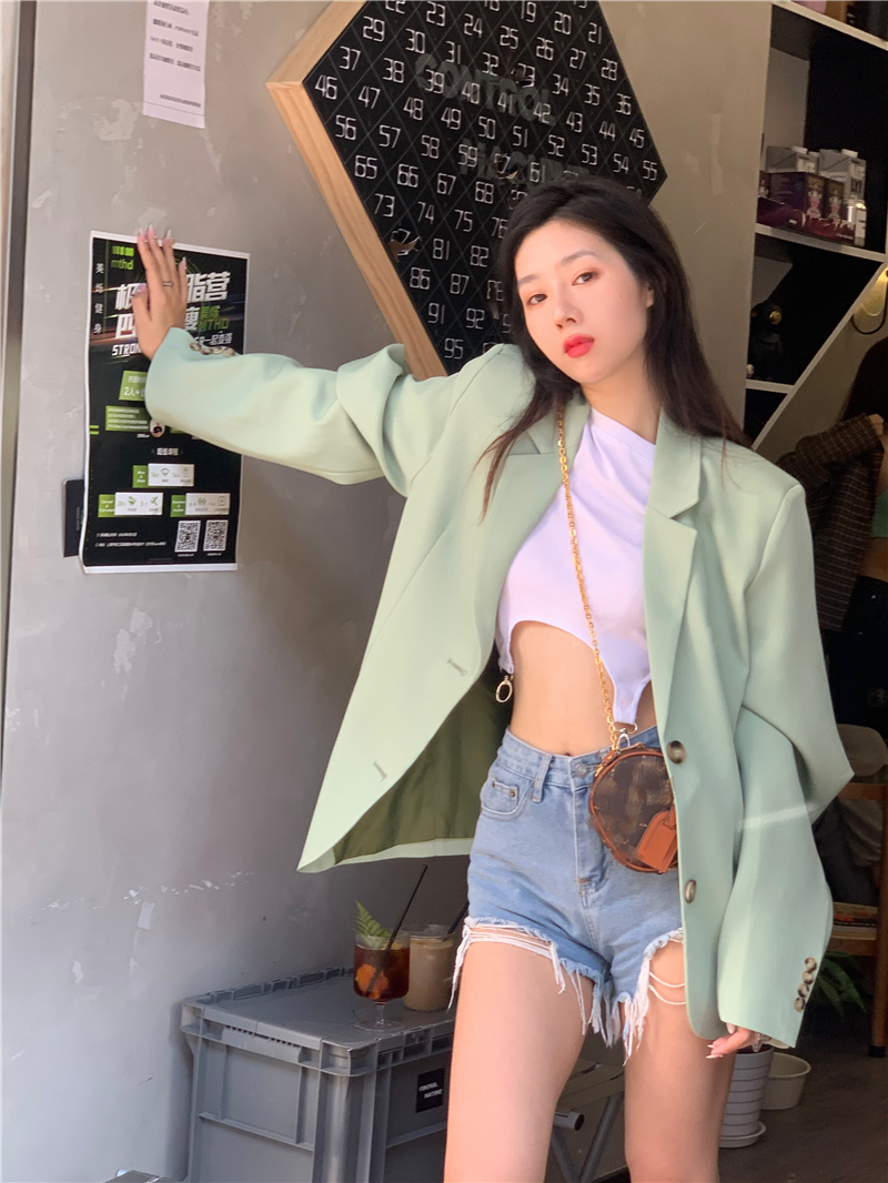 พร้อมส่ง 🕯🧈 Apple blazer เบลเซอร์แขนยาวสีเขียวสดใส (IN36676)