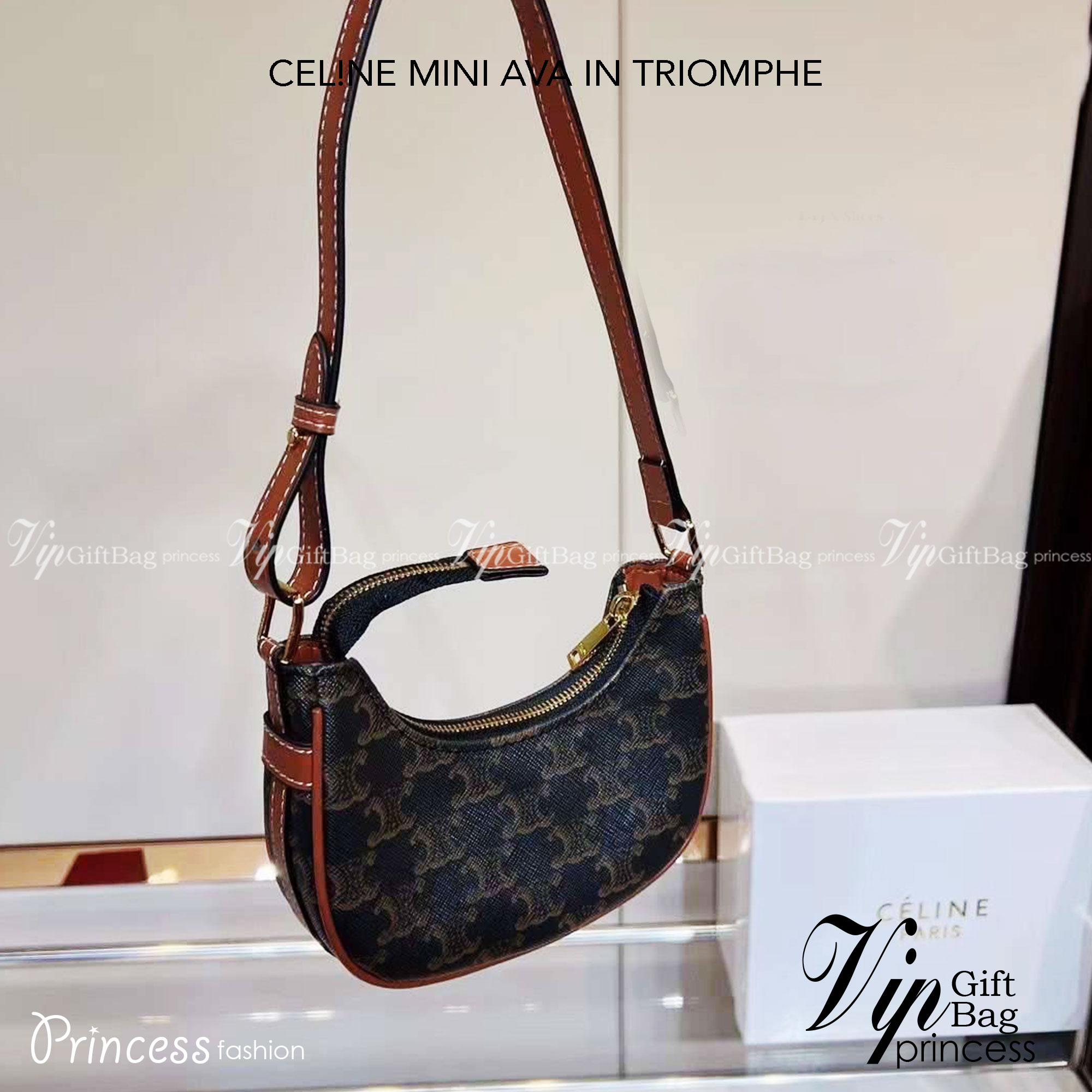 CELINE MINI AVA IN TRIOMPHE CANVAS AND CALFSKIN สวยเกินต้านกับน้องมินิ รุ่นสุดปัง ที่ใครเห็นก็ต้องว้าว กับกระเป๋าสะพายไหล่ ไซส์มินิ น้องน่ารักม้ากกก!! ไม่ไหว!! รูปทรงที่ไม่เหมือนใคร ใช้งานง่าย วัสดุหนังแคนวาสตัดสลับหนังแท้