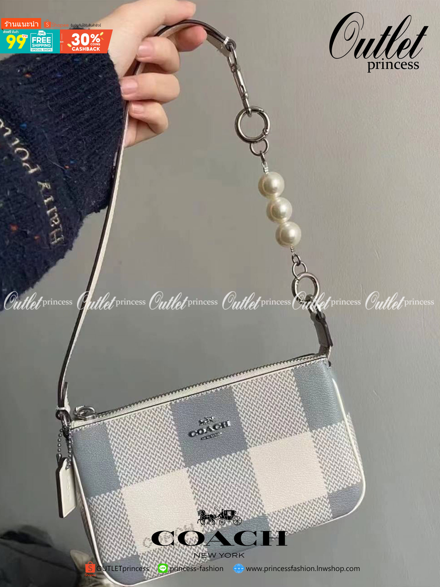 OUTTLET 】Coach NOLITA 19 WITH BUFFALO PLAID PRINT (COACH C1583) SV/CHALK MULTI