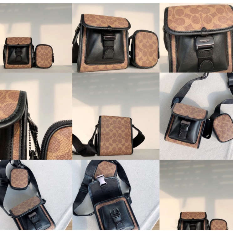 Coach C2600 Classic Logo Canvas Charter / COACH CHARTER NORTH/SOUTH CROSSBODY WITH HYBRID POUCH IN SIGNATURE CANVAS กลับมาเอาใจหนุ่มๆกันอีกครั้ง!! หล่อได้ไม่ซ้ำใคร กับไอเท็มสุดหรู กระเป๋าสะพายข้างรุ่นนี้ ดีไซน์ทรงกล่อง เรียบหรู วัสดุหนังแคนวาสสลับหนังแท้ 