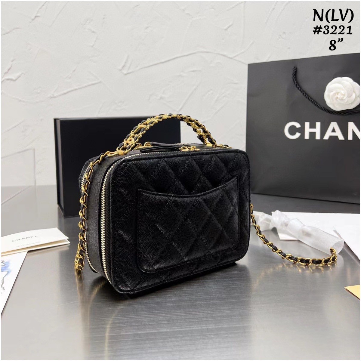 Chanel 22s vanity Handle black caviar / Chanel Vanity Case / Chanel Box พร้อมส่ง กระเป๋าสะพายทรงกล่อง ใช้งานต่างประเทศได้ ภาพถ่ายจากงานขายจริง