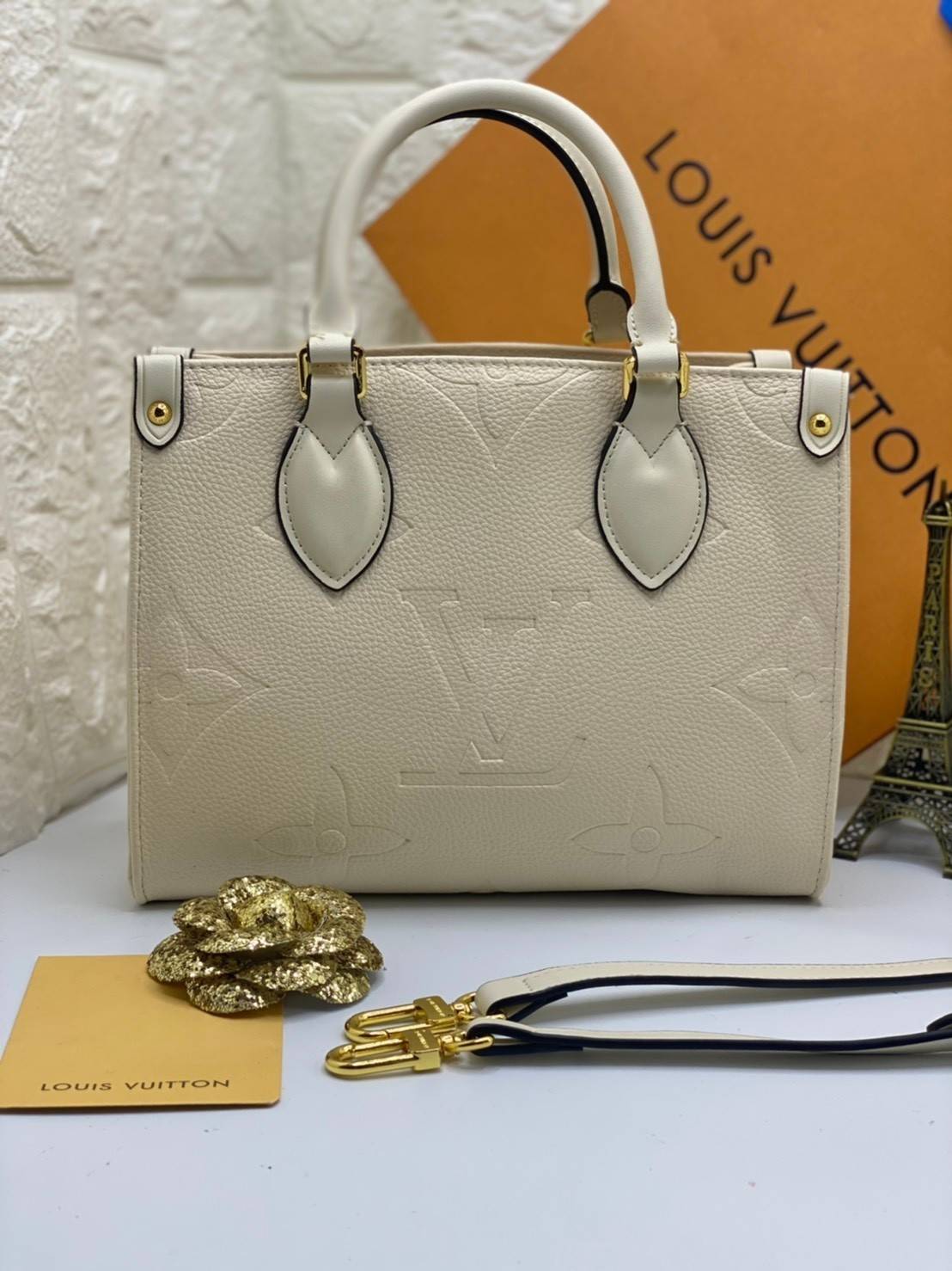 พรีเมี่ยมกิ๊ฟแท้ 100% 】พร้อมส่งที่นี่ที่เดียว VIP gift Louis Vuitton Onthego งานหนังแท้ จุของได้เยอะมาก มี 5 สี