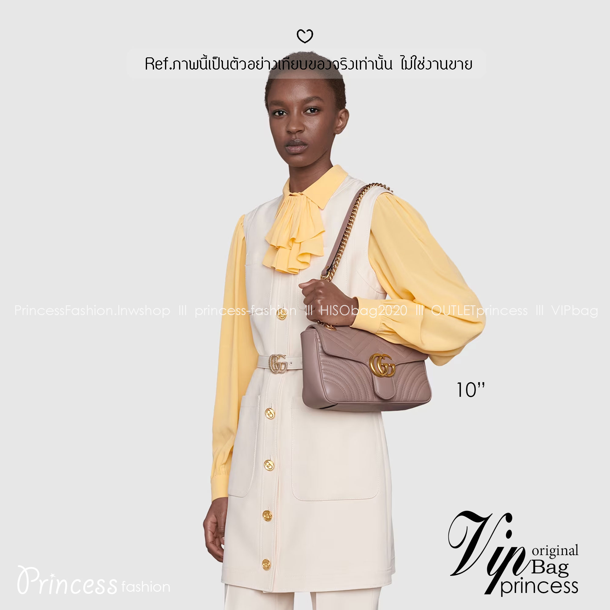 GUCCI GG Marmont shoulder bag กระเป๋าสะพายข้างรุ่นคลาสสิค สะพายขับผิว ดูแพง อัพลุคได้สบายๆ เปิด-ปิดด้วยตัวกดล็อคแน่นหนา ด้านหลังดีไซน์รูปหัวใจ