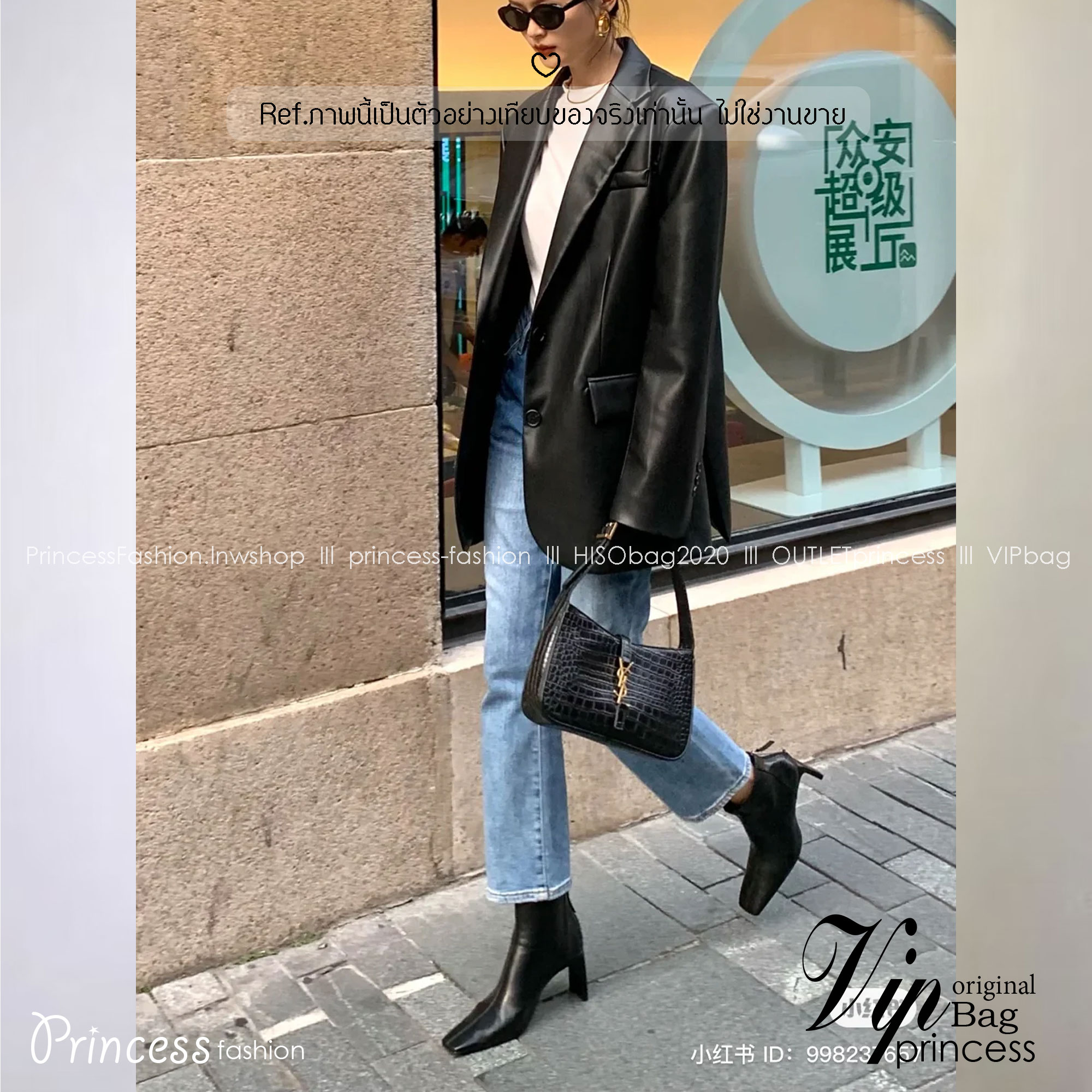 YSL le 5 à 7 in crocodile-embossed shiny leather / YSL croc hobo bag กระเป๋าสะพายไหล่ดีเทลหรู ฮอตไม่หยุด ฉ่ำสุดกับกระเป๋าสะพายไหล่ตัวแม่ คลาสสิค ดีเทลหรู สวยครบทุกมุมตอบโจทย์ทุกไลฟ์สไตล์ ใช้งานได้ง่ายและสะดวก *วัสดุหนังลายจระเข้ น้ำหนักเบา