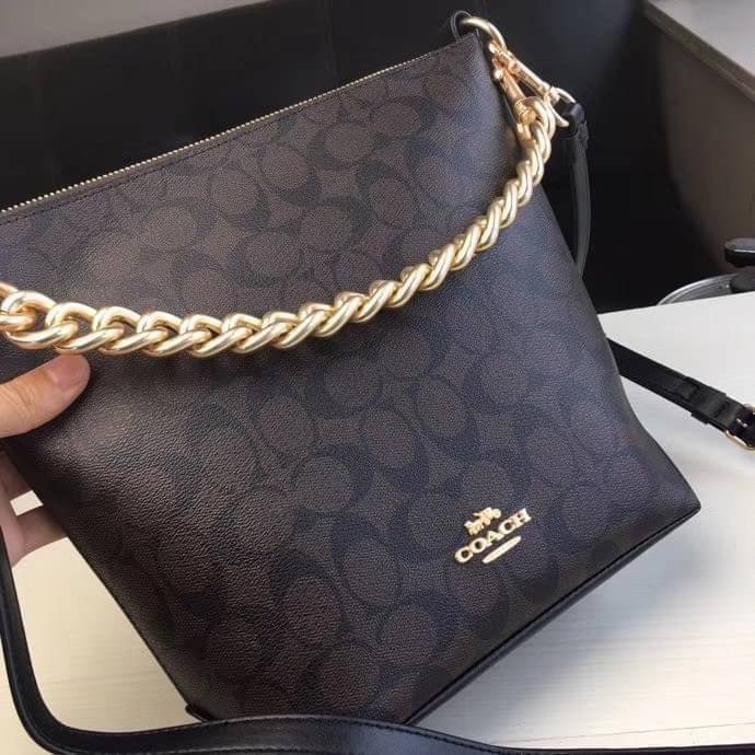 COACH MINI ABBY DUFFLE IN SIGNATURE CANVAS BROWN LIGHT GOLD