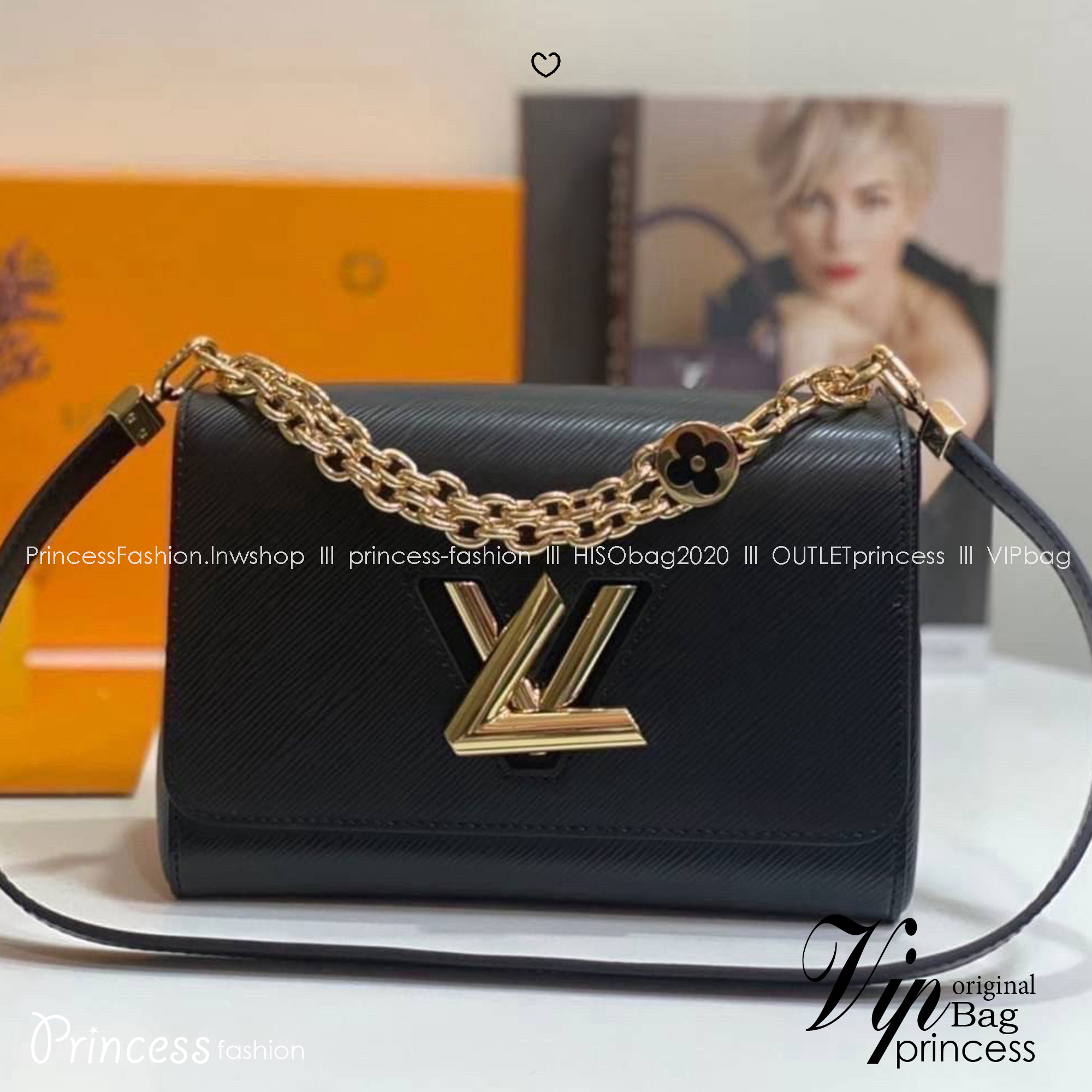 ORI หนังแท้ | LV Twist MM chain bag in grained Epi leather กระเป๋าสะพาย/กระเป๋าถือร พร้อมสายโซ่ หนังลายเกรน Epi โดดเด่นด้วยโลโก้หน้า สวยหรูเป็นเอกลักษณ์ ดีไซน์คัลเลอร์บล็อค สัมผัสโดดเด่นแมตช์กับทุกสไตล์