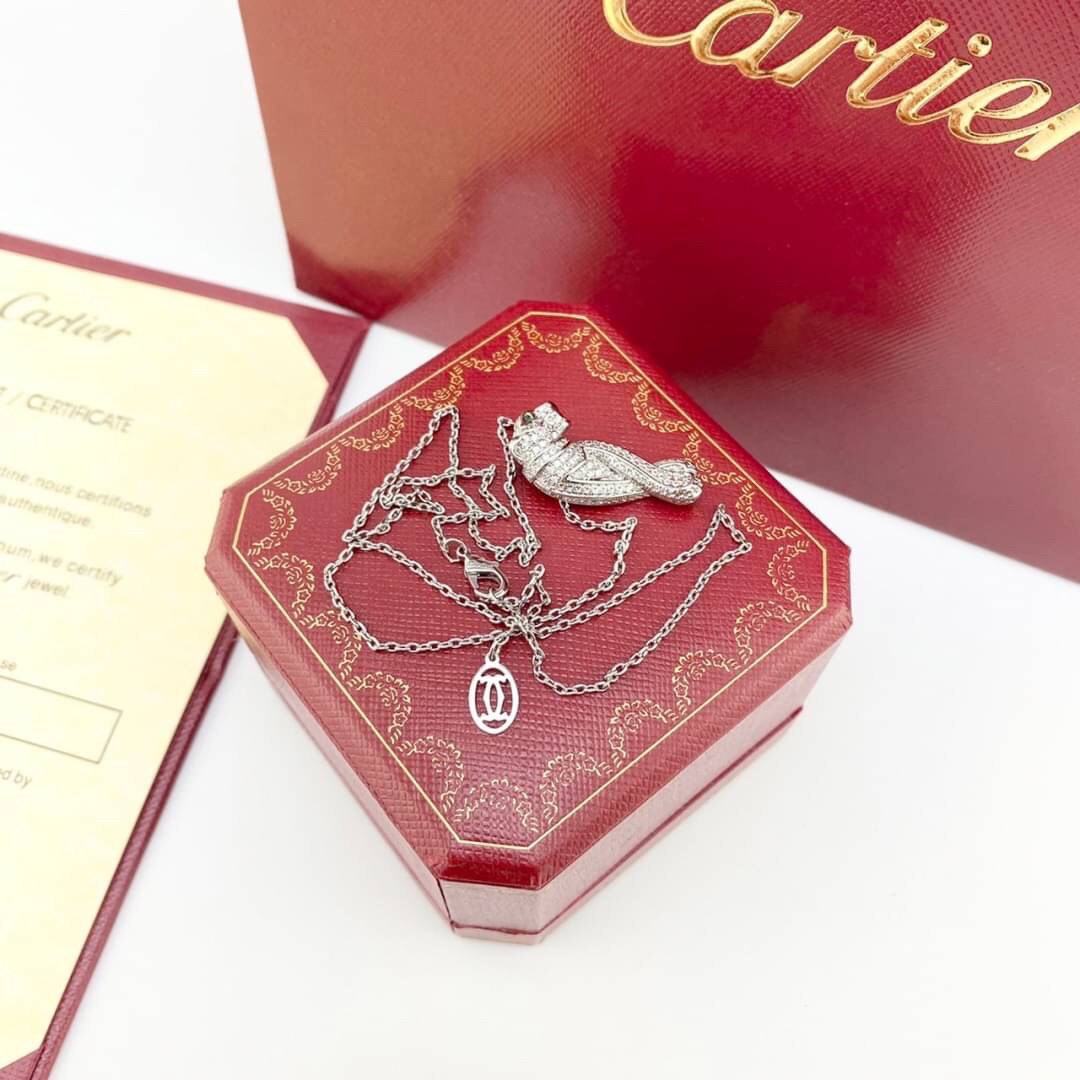 Cartier Necklace Panther De สร้อยคอคาเทียร์ ภาพถ่ายจากงานจริง งานปั้มวัสดุโลหะเคลือบขึ้นเงาตามรูป ใช้งานต่างประเทศได้