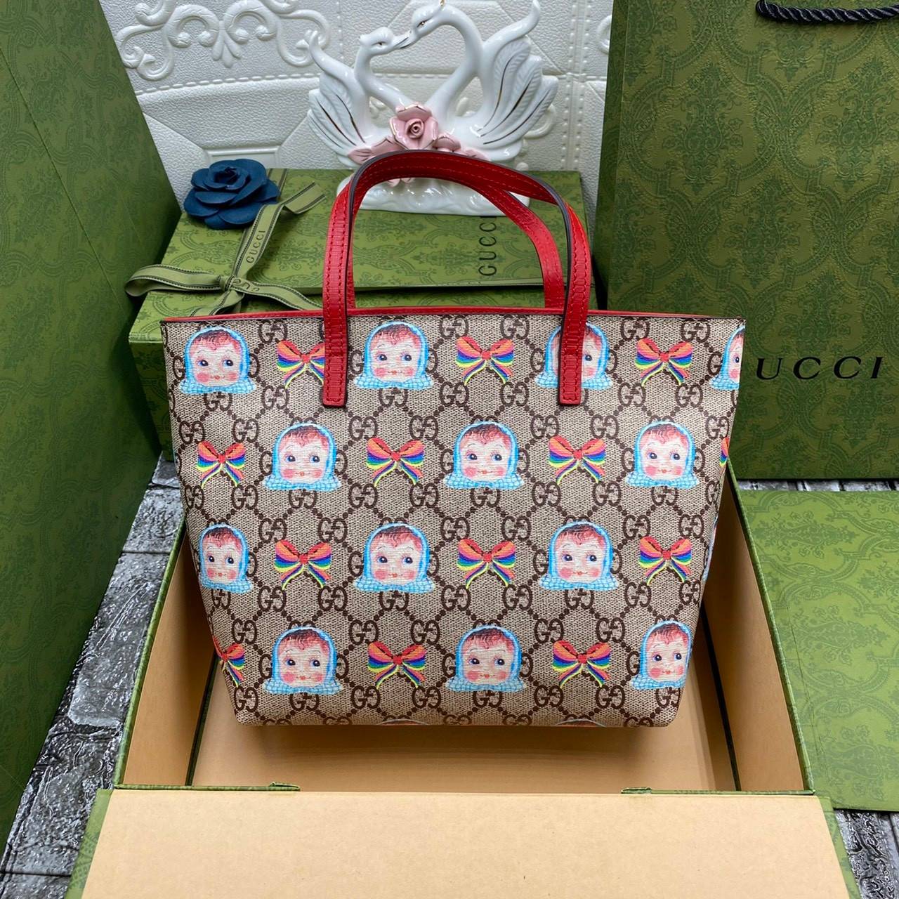 VIP 】Animal-Friendly Gucci Kid Tote Bag งานหนังแท้ทรงตั้งสวย ขนาดกะทัดรัด จุของได้เยอะ ใช้ได้ทั้งเด็กและผู้ใหญ่ น่ารักมากค่ะ **รุ่นขายดีตลอดกาล**