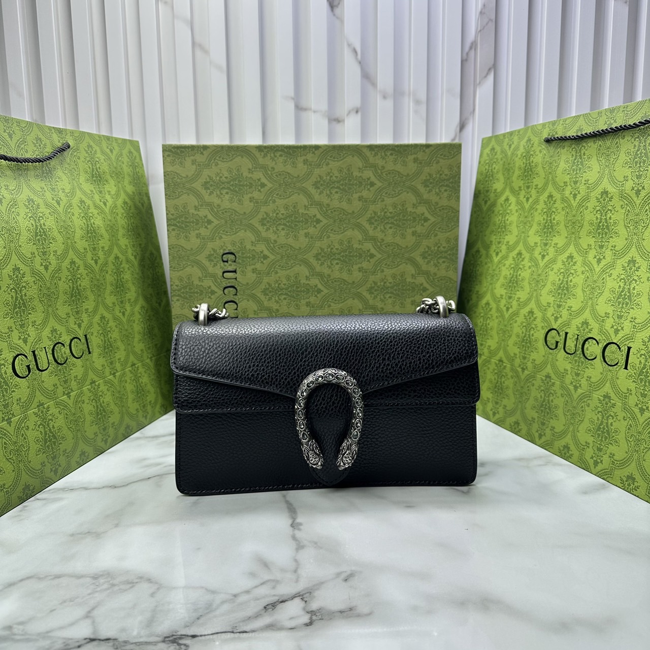 GUCCI DIONYSUS LEATHER SUPER MINI BAG กระเป๋าสะพายไดโอนิซูสหรูหราเป็นเอกลักษณ์ เกรดออริ สลับแท้ 1:1 ใช้งานต่างประเทศได้