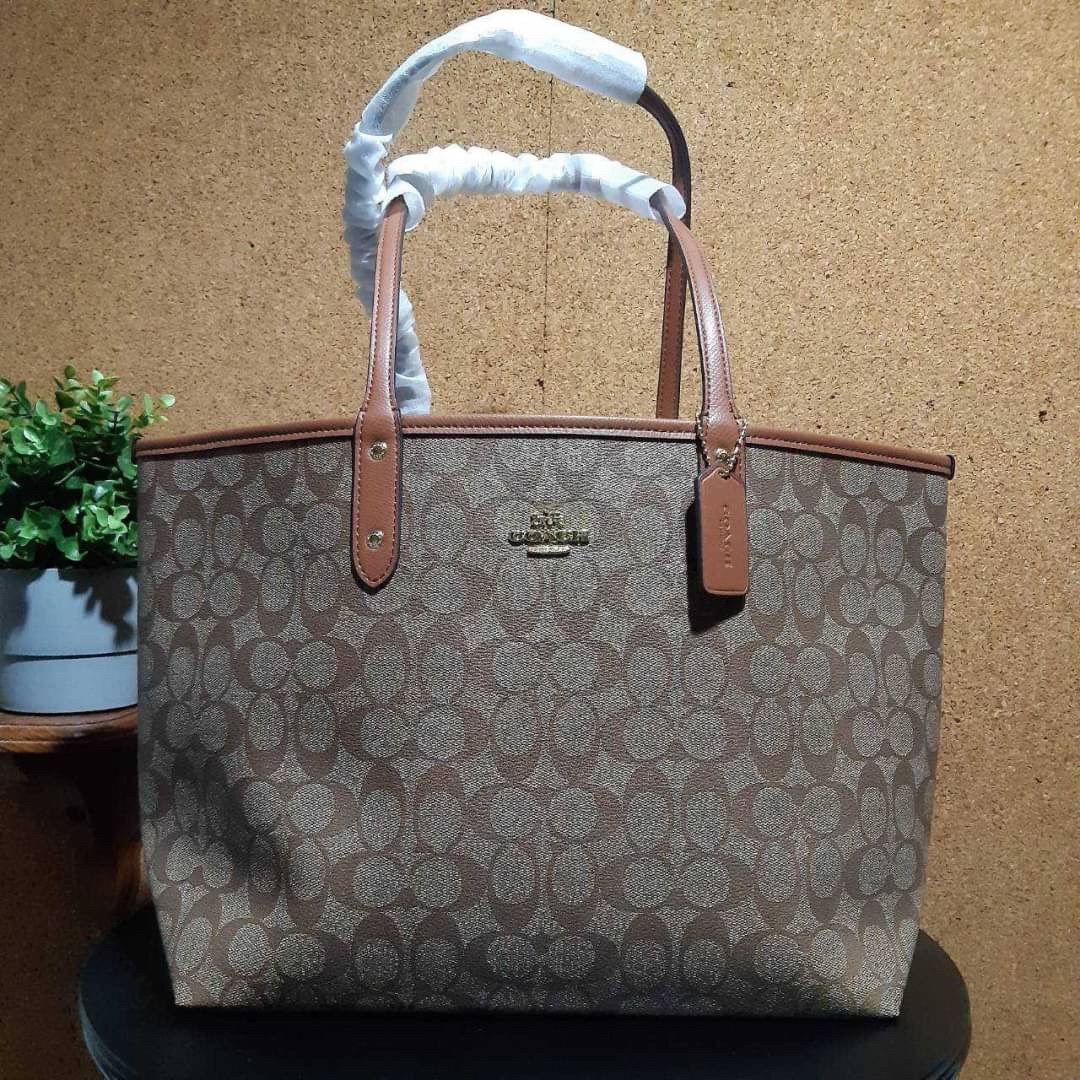 COACH F36658 REVERSIBLE CITY TOTE IN SIGNATURE CANVAS WITH POUCH