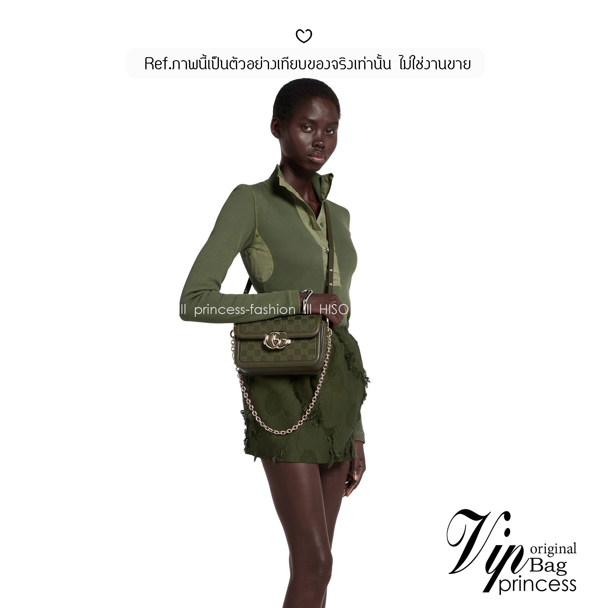 GUCCI Go small shoulder bag กระเป๋าสะพายไหล่ใหม่ล่าสุด พร้อมสาย 2 เส้น สายโซ่และสายหนังถอดได้ ทรงคลาสสิคสวยผู้ดี ตัวกระเป๋าเป็นงานผ้าทอลายโลโก้