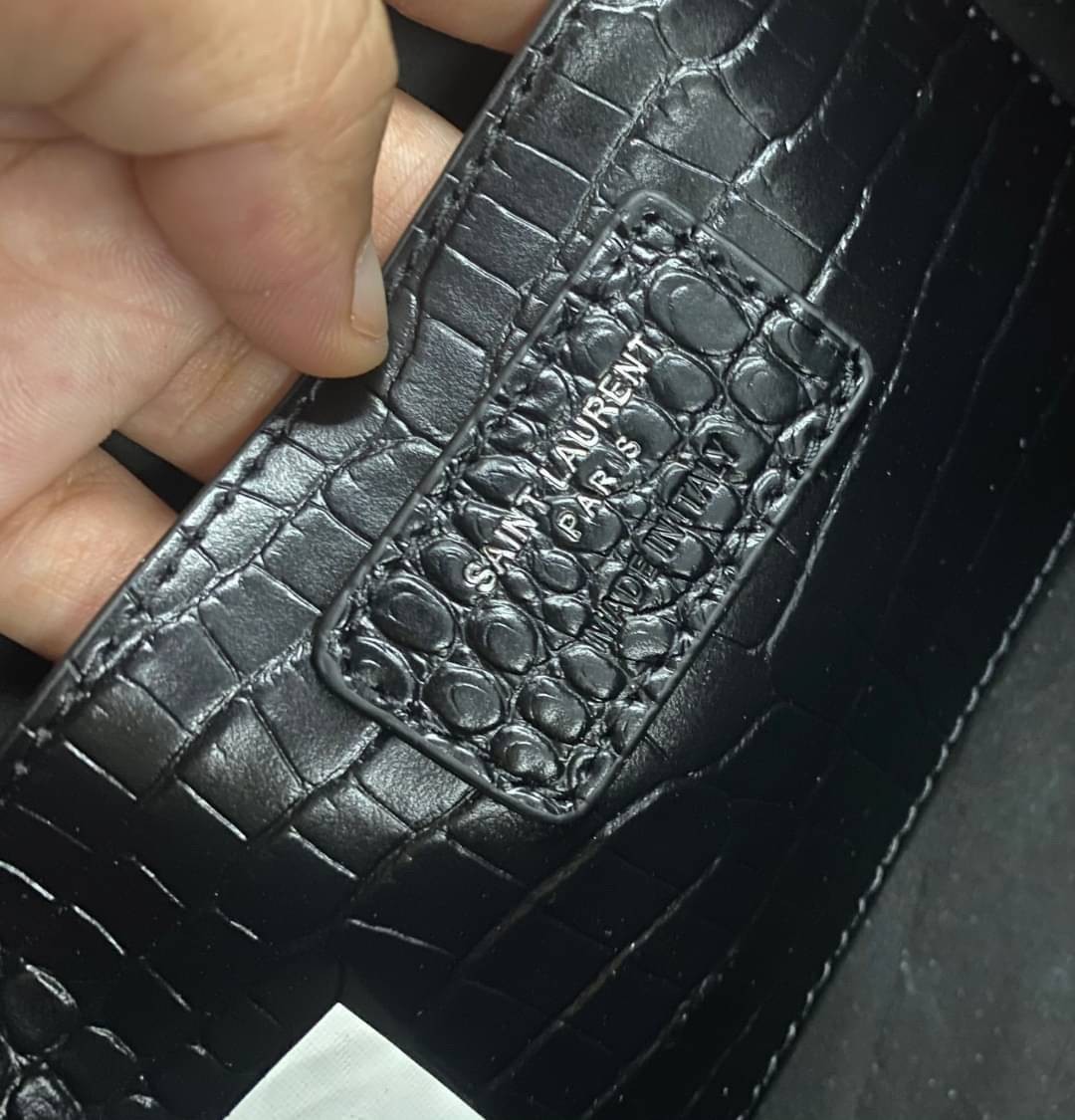 VIP 】หนังแท้ YSL Saint Laurent Kate Tassel Bag in Black Crocodile-Embossed Leather with Chain