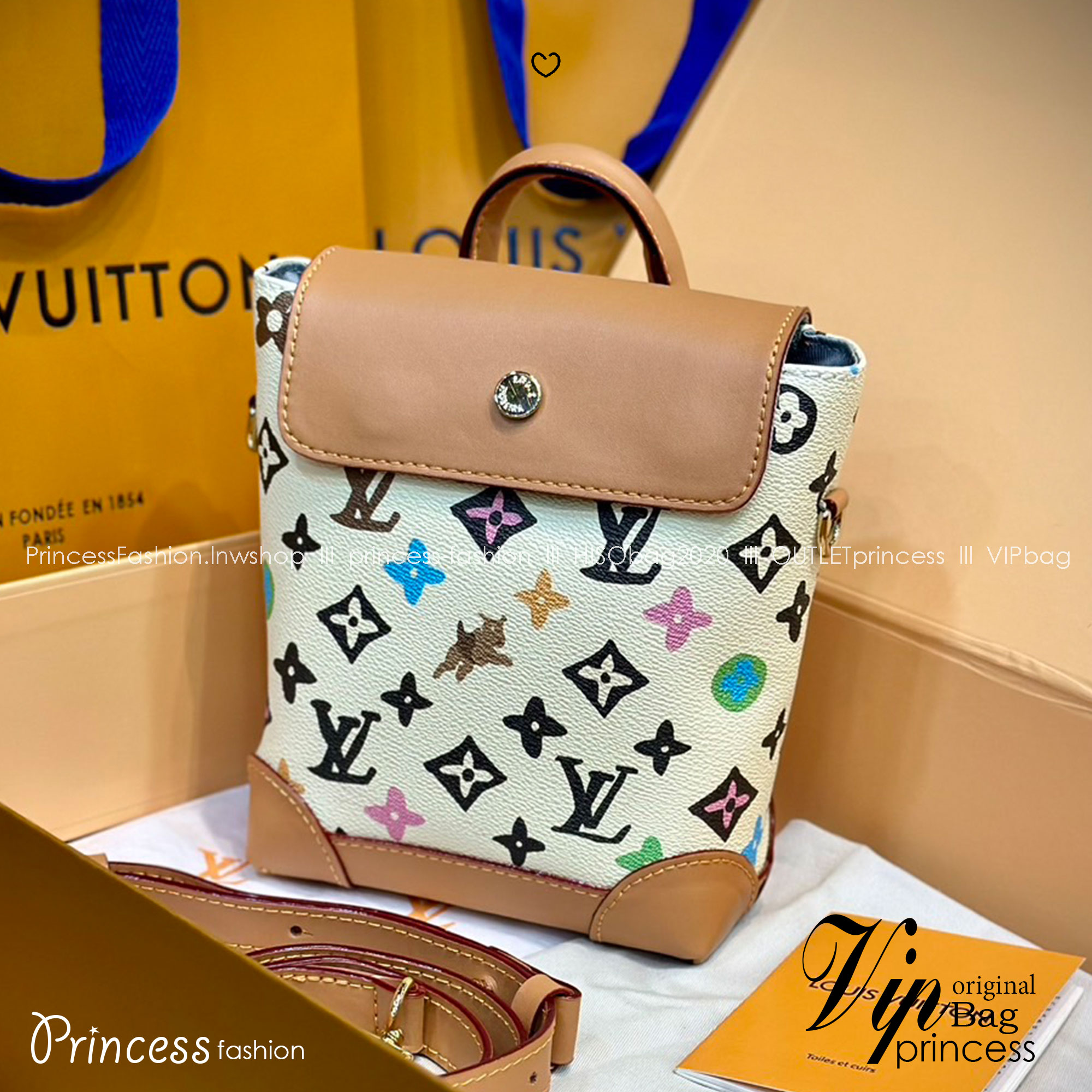 LV Nano Steamer Bag Monogram Craggy กระเป๋าสะพายดีไซส์วินเทจลายใหม่ สวยงามหรูหรา โดดเด่นสะดุดตาเป็นเอกลักษณ์ เกรดออริ