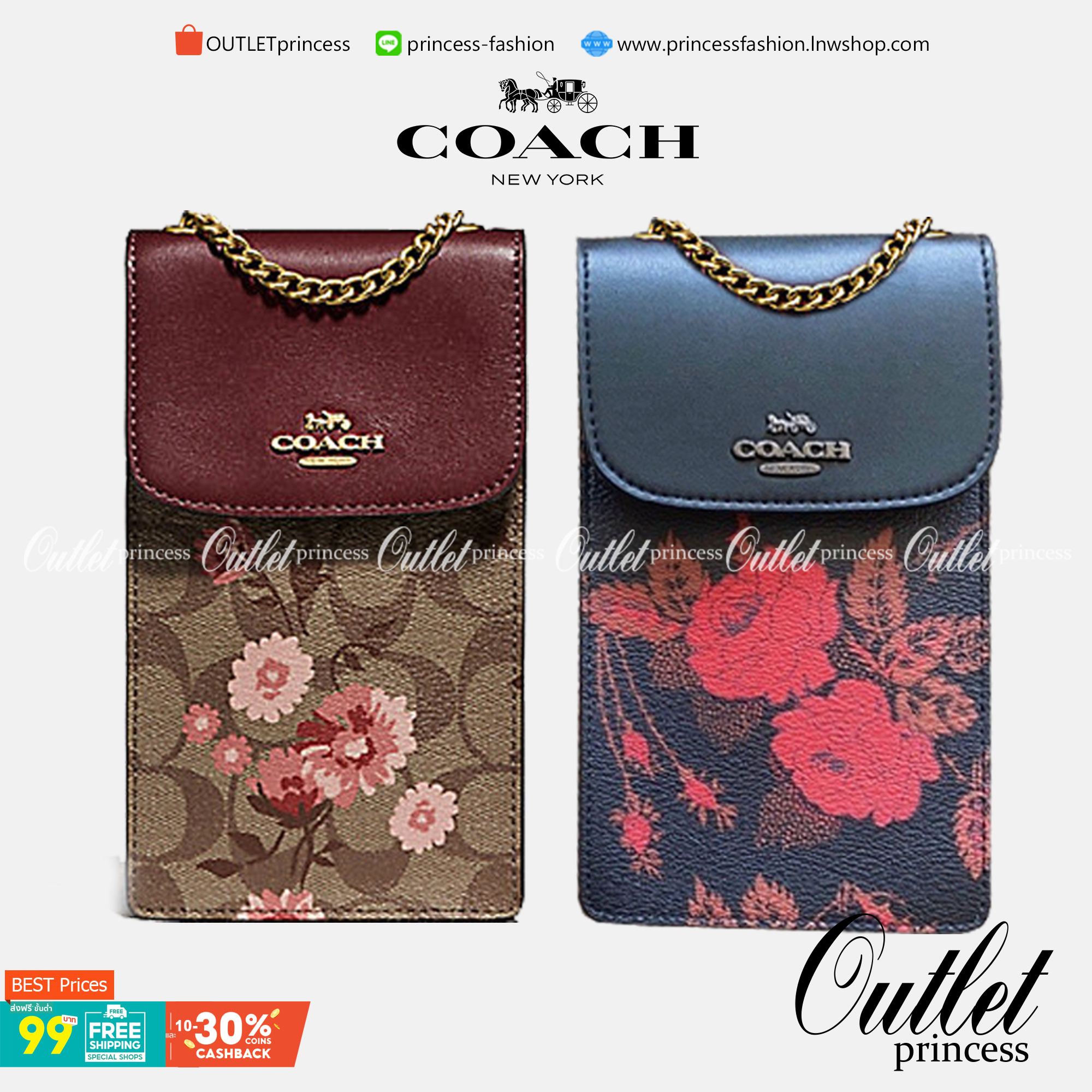 COACH PHONE CASE CROSSBODY BAG ((73486//76988//76357//39955//91046)) COACH NORTH/SOUTH CROSSBODY IN SIGNATURE CANVAS กระเป๋าใส่โทรศัพท์รุ่นนี้ มีความโดดเด่นทั้งดีไซน์และคุณสมบัติในการใช้งาน ด้วยลวดลายที่มีซิกเนเจอร์เป็นเอกลักษณ์แล้ว ด้านหลังยังมีช่องใส่กา