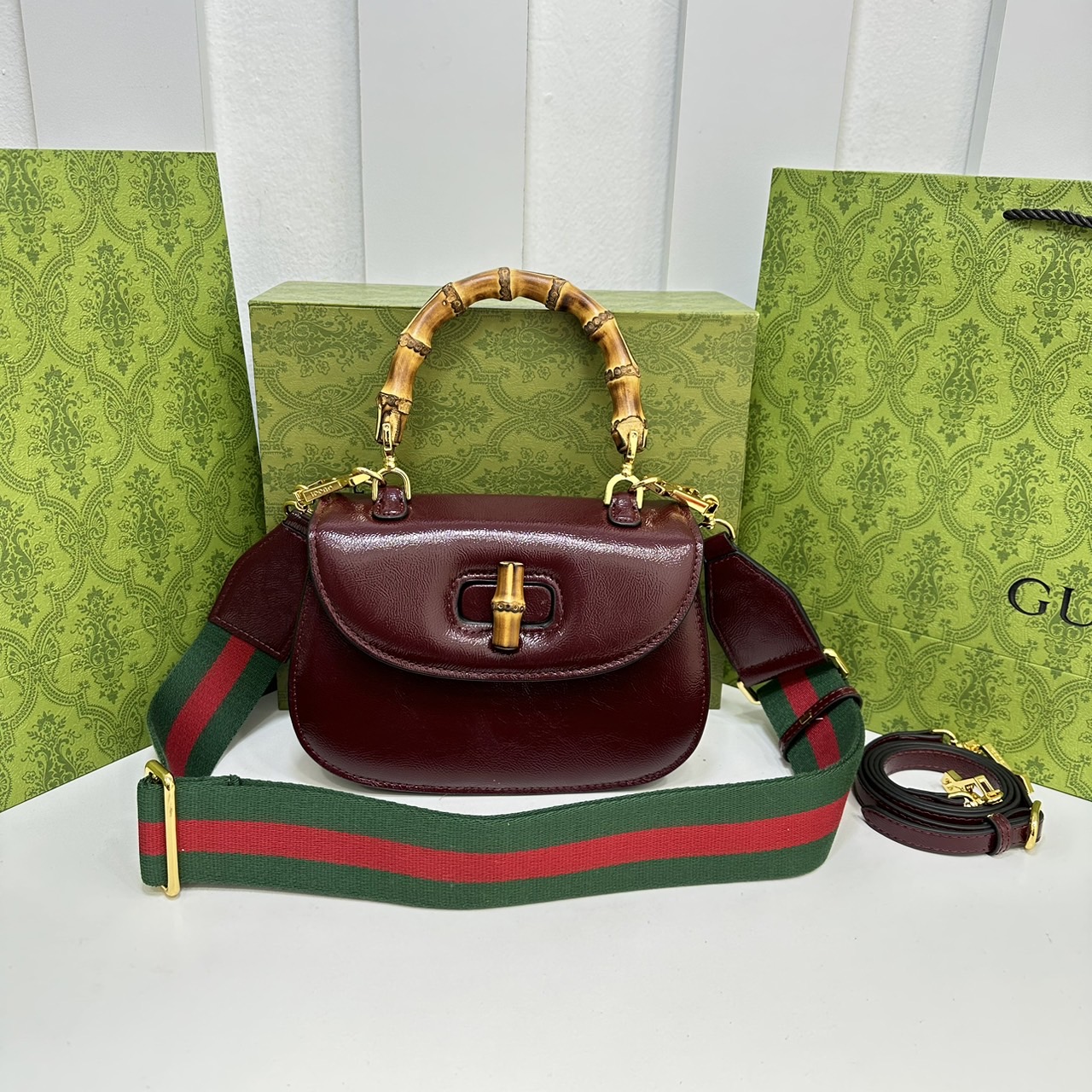 GUCCI BAMBOO 1947 TOP HANDLE BAG กระเป๋าถือ/สะพาย มือจับลายไม้ไผ่หรูหรา เกรดออริ สลับแท้ 1:1 ใช้งานต่างประเทศได้