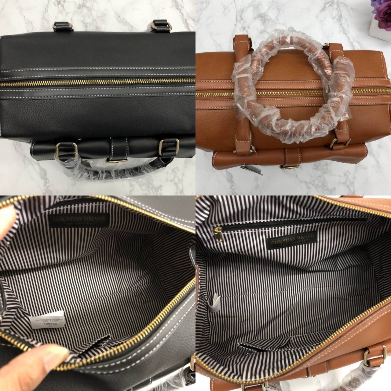 CHRISTIAN SIRIANO BOWLING BAG New arrival ! กระเป๋าถือหรือสะพายข้างได้ วัสดุหนัง pu. คุณภาพดี หนังสวย นำ้หนักเบา ดีไซน์ vintage สุด classic ด้านหน้ามีช่องกระดุม แม่เหล็ก 1 ช่อง เปิดปิดกระเป๋าด้วยซิป ภายในกว้าง และจุ มีช่องซิป และช่องเล็ก มาพร้อมสายสะพายยา