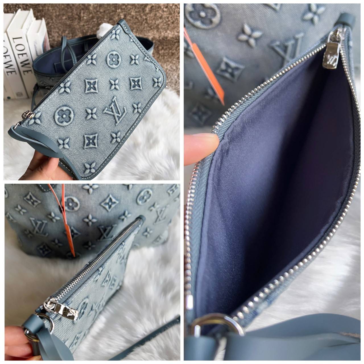 LV Neverfull Denim Tote Bag กระเป๋าสะพายทรงโท้ทเดนิมลายโมโนแกรมปั้มนูนคมชัดสวยหรูลัคชู สุดคลาสสิค ดีไซด์ใหม่ กับกระเป๋าทรงที่สามารถใช้ได้กับทุกๆวัน วัสดุเดนิมหนานิ่มอย่างดี ทอลายแบรนด์แบบ3Dนูนคมชัดสวยมากๆค่ะ
