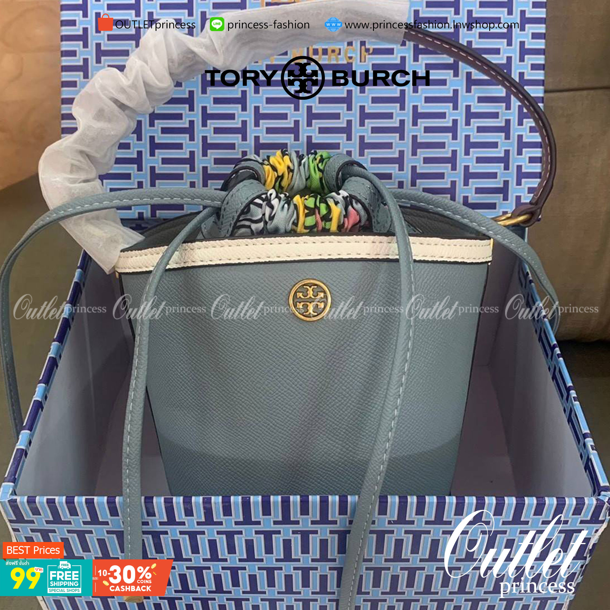 Tory Burch Robinson mini bucket bag กระเป๋าถือและสะพาย Crossbody ทรงถังสวยสุดฮิต เป็นรูปทรงใหม่ มาแรงที่สุดในตอนนี้!! ประดับโลโก้ด้านหน้า สวยโดดเด่นไม่เหมือนใคร วัสดุหนังวัวแท้ หนังสวย น้ำหนักเบา ตั้งอยู่ทรง ด้านในมีกระเป๋าผ้าลายแบรนด์ สามารถถอดออกได้ ภาย