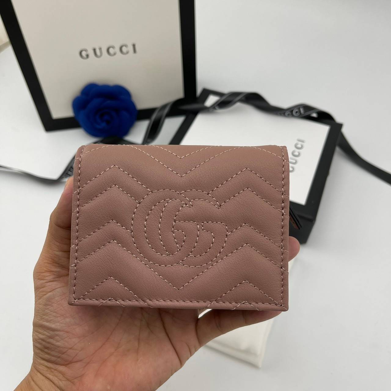 พรีเมี่ยมกิ๊ฟแท้ 100% 】พร้อมส่งที่ไทย!! ที่นี่ที่เดียว GUCCI GG MARMONT CARD CASE WALLET งานหนังแท้ มีจำนวนจำกัด fullboxset
