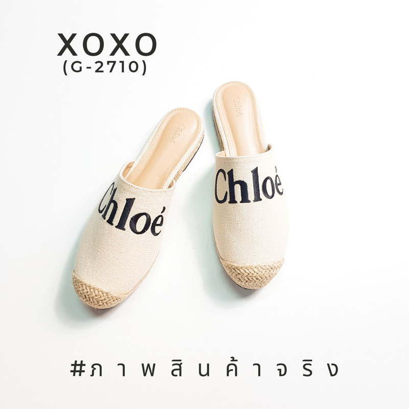 Chloé Shoes งานสวม ทรงเปิดหลัง ผ้าแคนวาส ตีแบรนด์โลโก้ด้านหน้า หน้ากว้าง ใส่สบาย ผ้านุ่ม ส่วนหัวและรอยแต่งฟางปอ แมทส์ชุดง่ายน้ำหนักเบา
