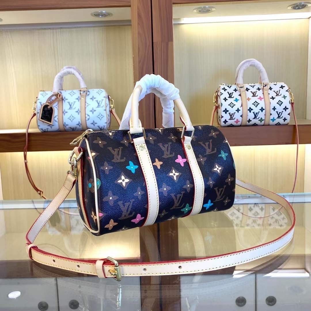 LV Keepall Bandouliere 25 Monogram Other Craggy กระเป๋าสะพายใบเล็กหลากสีสัน เกรดออริ 1:1 ใช้งานต่างประเทศได้